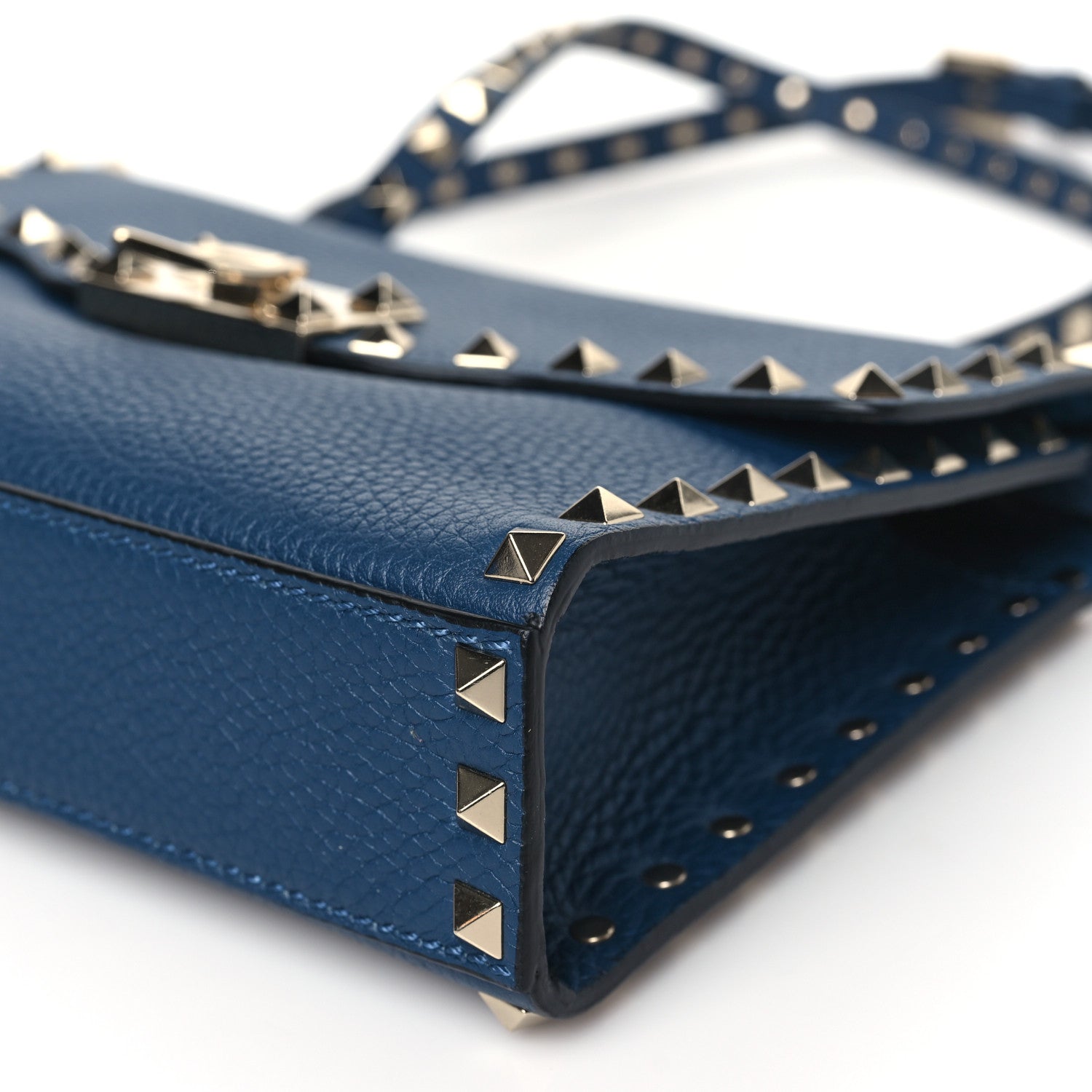 Valentino Garavani Pebbled Calfskin Medium Rockstud Flip Lock Crossbody Bag Peacock 9 of 9
