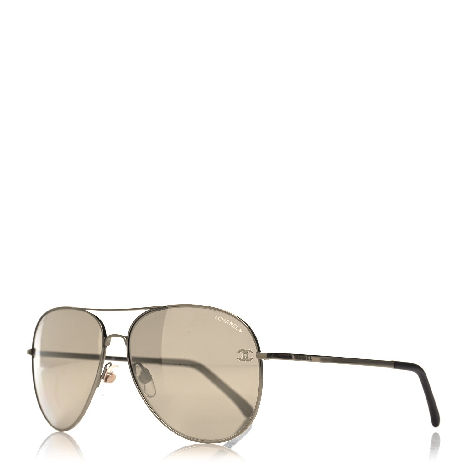 Chanel Aviator CC Sunglasses 4189-T-Q Silver 1 of 9