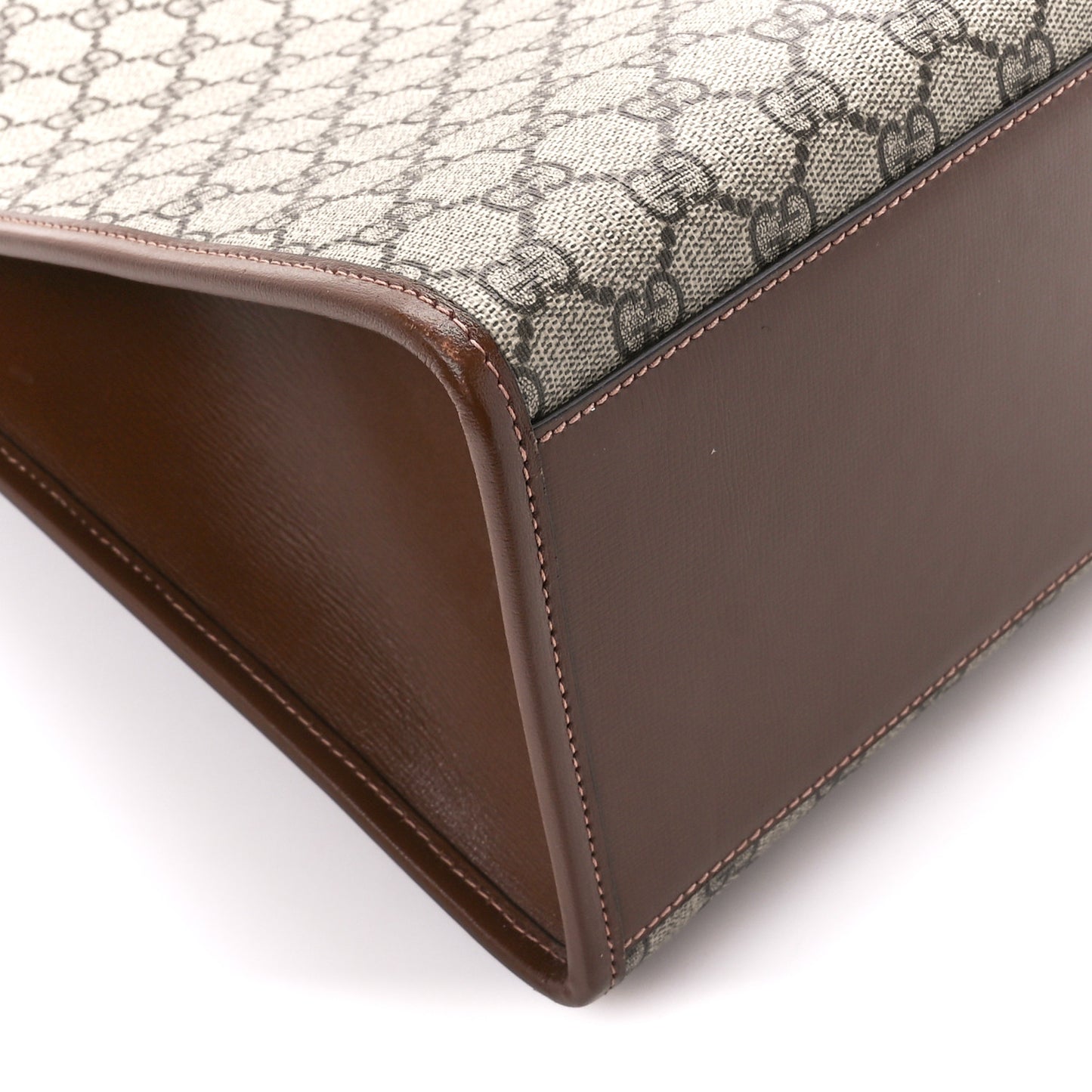 GG Supreme Monogram Azalea Calfskin Medium Retro Interlocking G Tote Bag Beige Ebony Brown Sugar