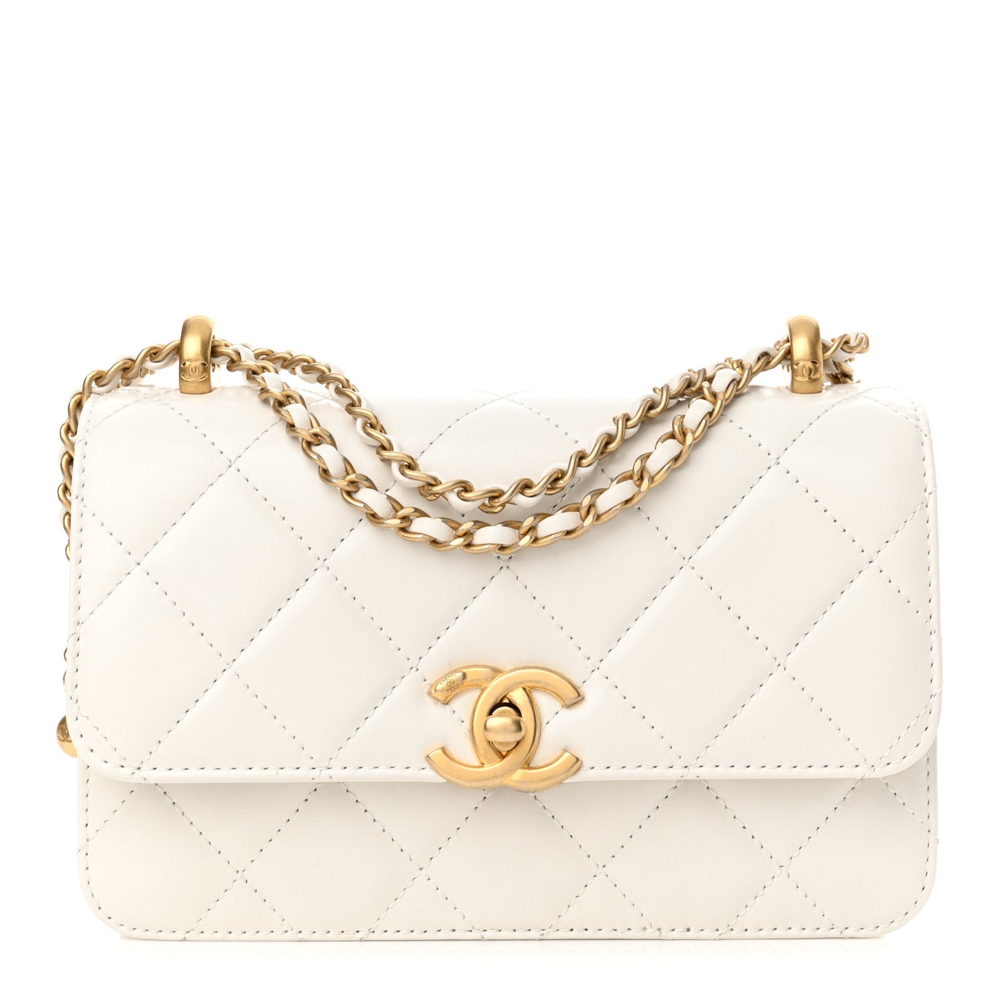 Calfskin Quilted Mini Perfect Fit Flap White