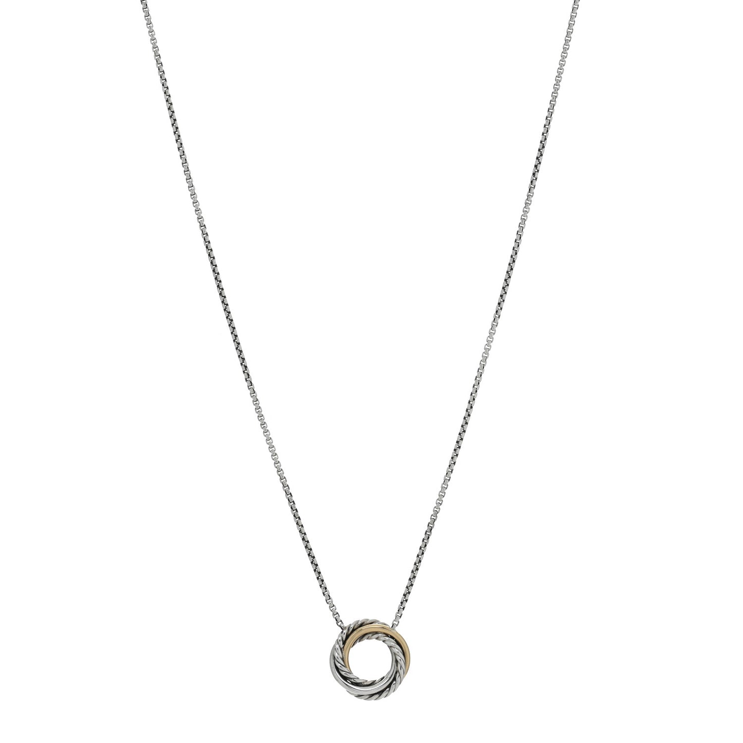 Sterling Silver 18K Yellow Gold 14.5mm Crossover Pendant Necklace