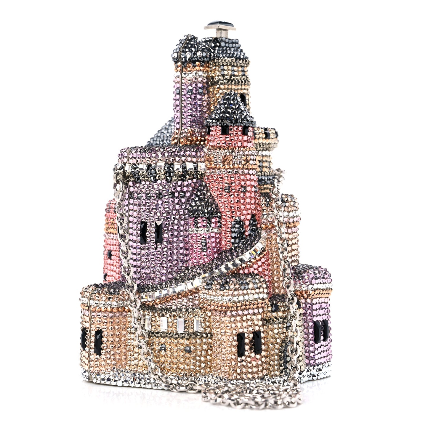 Swarovski Crystal Castle Minaudiere Clutch Multicolor