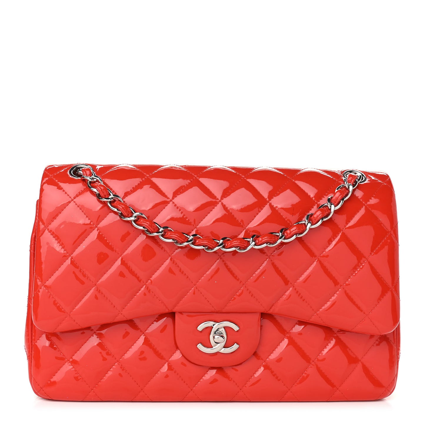 Patent Quilted Jumbo Double Flap Red