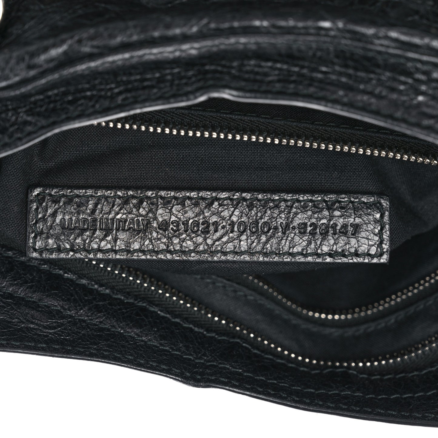 Agneau Classic Silver Hardware S City Logo Strap Black White