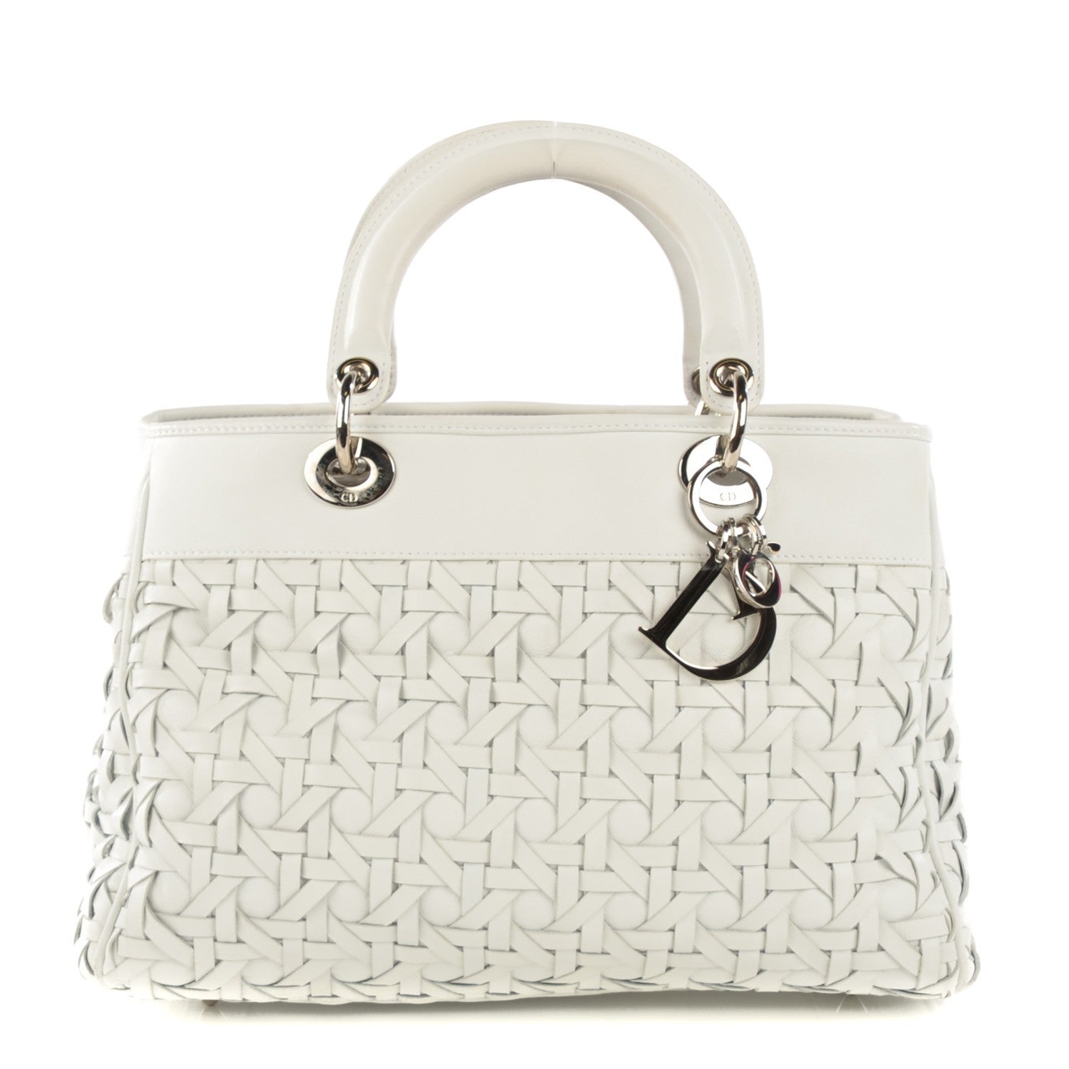 Dior ホワイト Christian Dior White Smooth Calfskin Leather Dio(r)evolution Flap