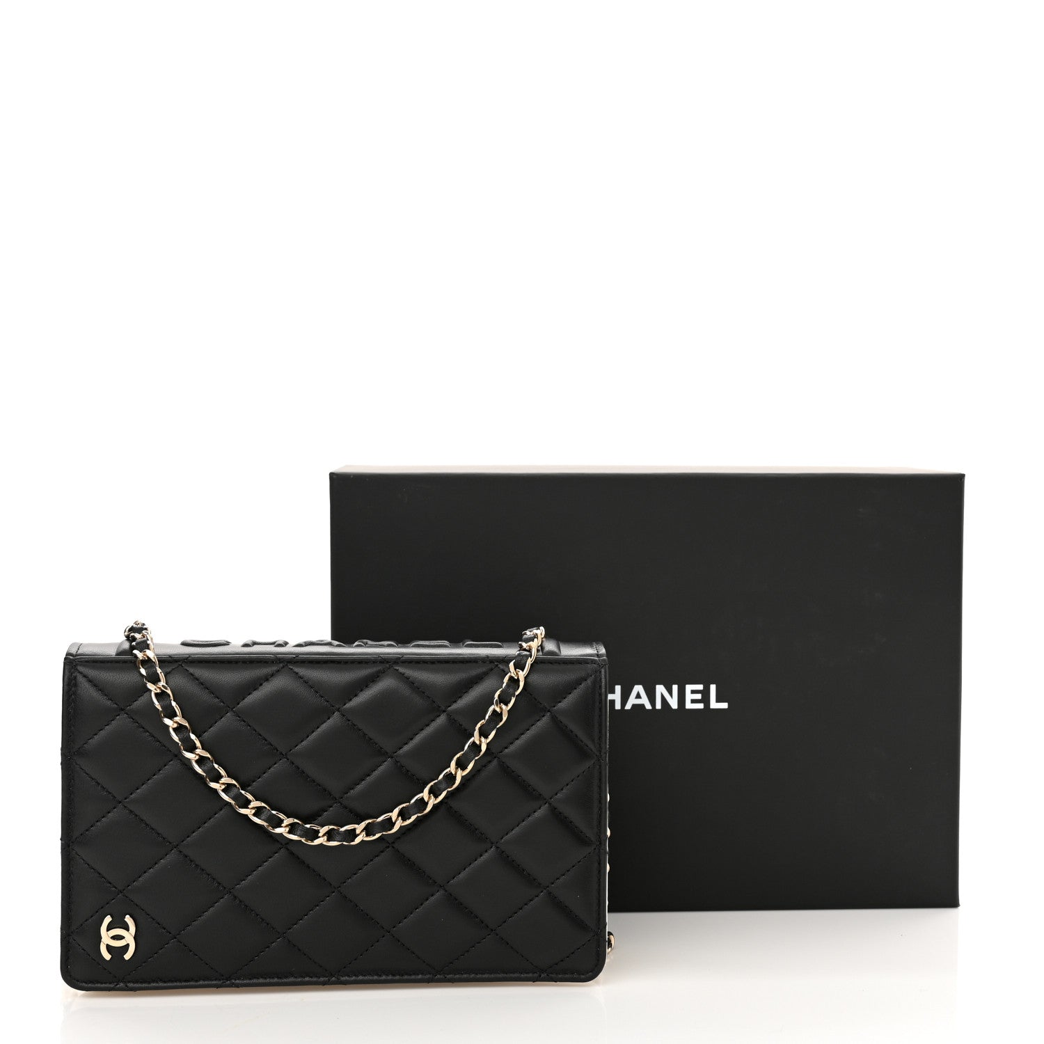 Chanel Lambskin Quilted Book Wallet On Chain WOC Black 12 of 12