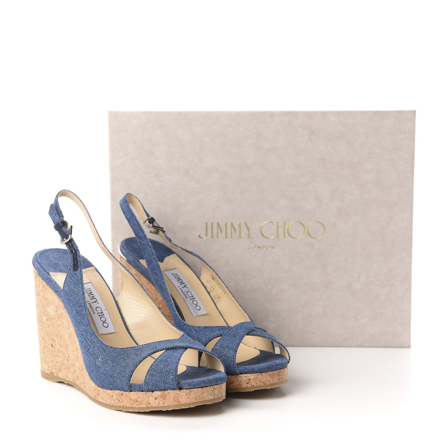 Denim Amely 105 Slingback Wedge Sandals 39.5 Navy