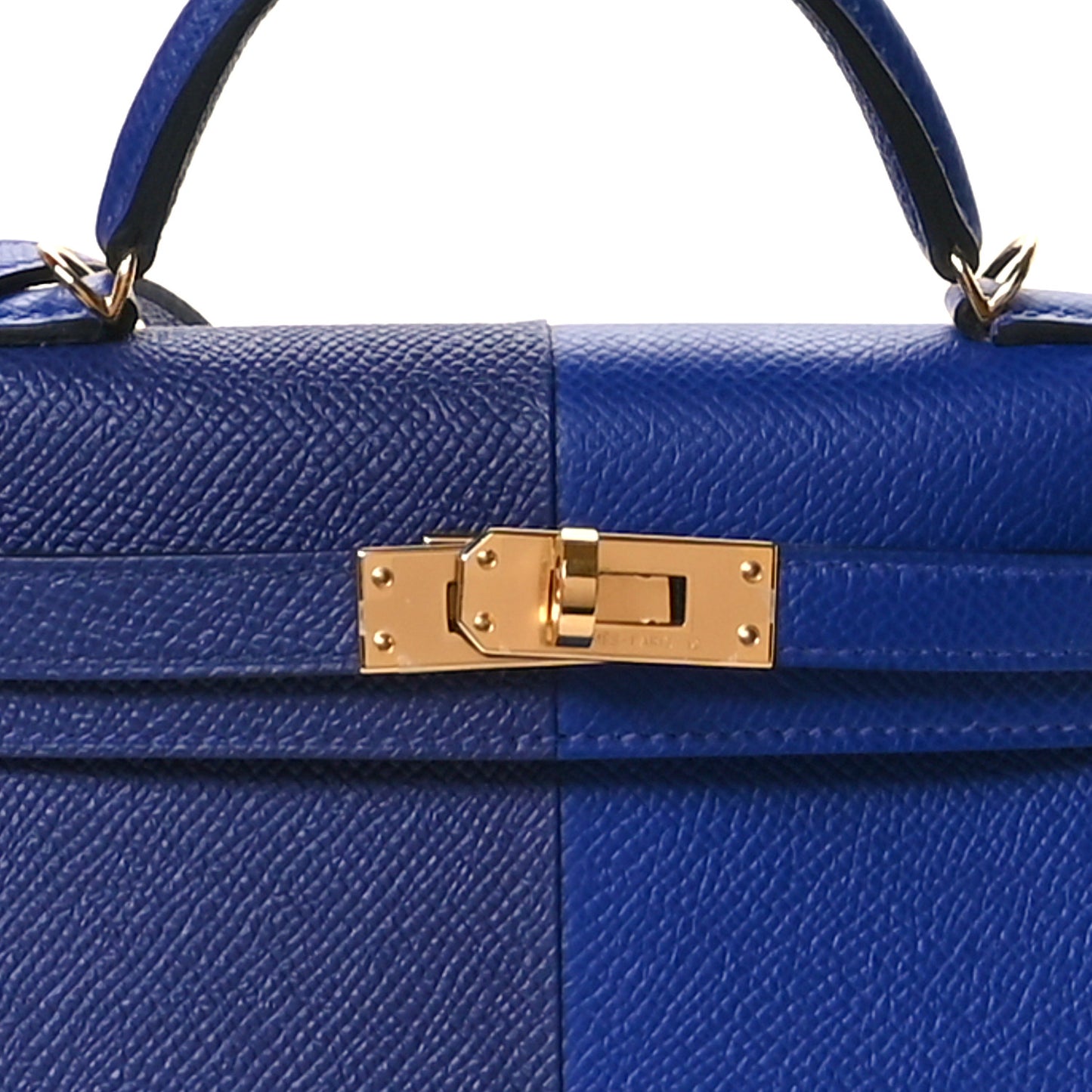 Epsom Casaque Mini Kelly Sellier 20 Bleu Electrique Bleu Encre Gold