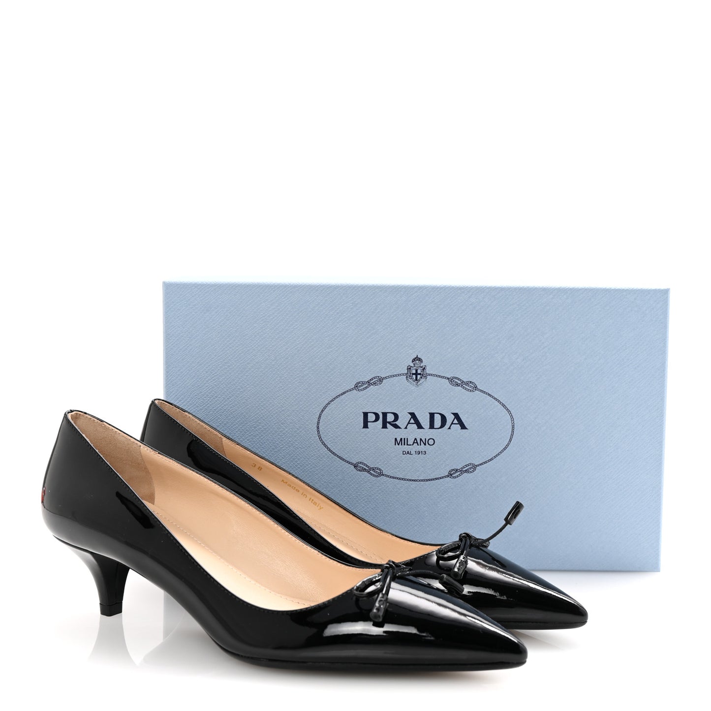 Vernice Pointed Toe 50mm Bow Pumps 38 Black