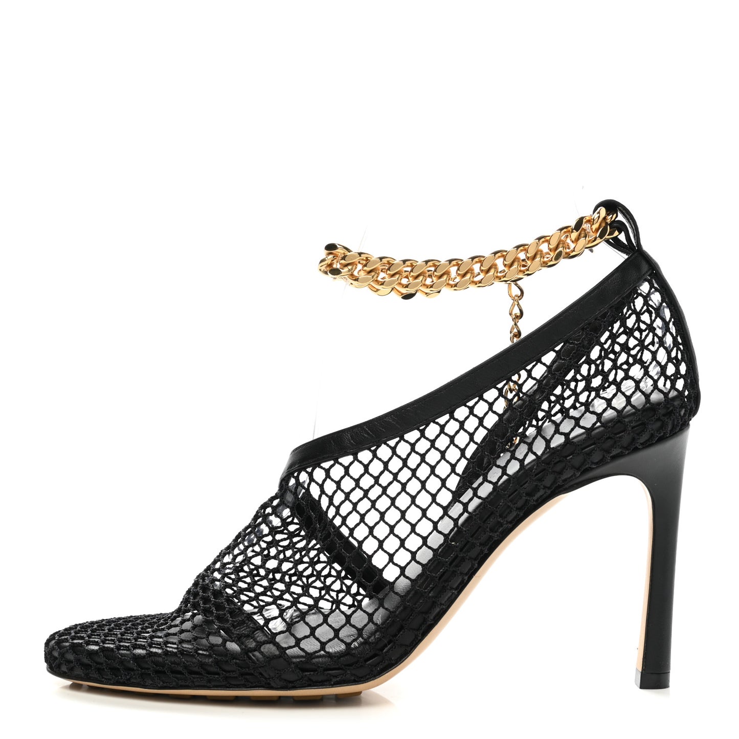 Mesh Nappa Chunky Chain Sandals 36.5 Black