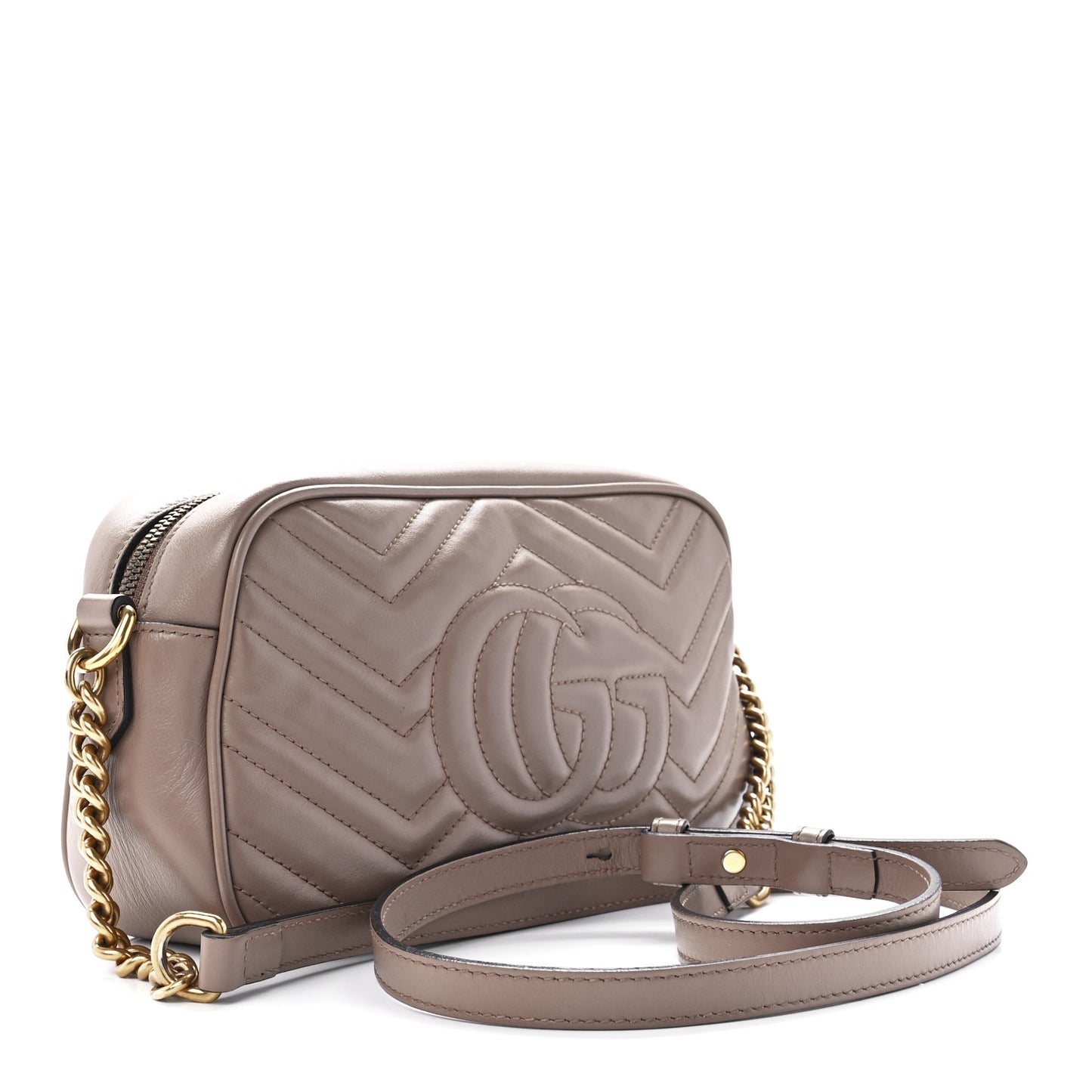 Calfskin Matelasse Small GG Marmont Chain Shoulder Bag Porcelain Rose