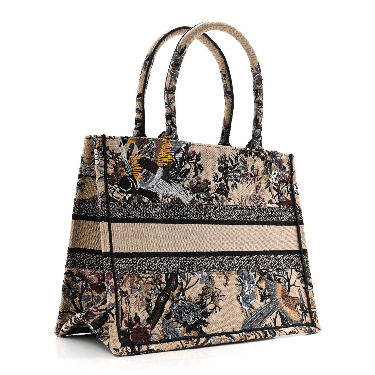 Canvas Embroidered Jardin D'Hiver Medium Book Tote Beige Multicolor