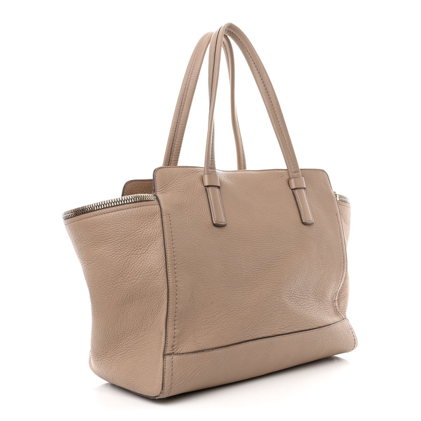 Calfskin Large Verve Double Zip Tote Beige