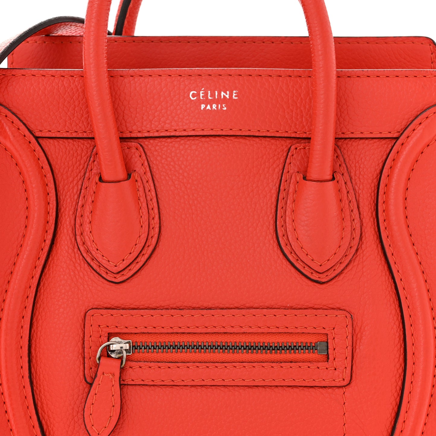 Drummed Calfskin Nano Luggage Vermillion