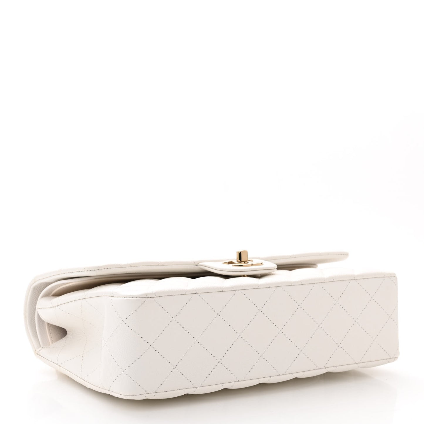 Caviar Quilted Medium Double Flap White