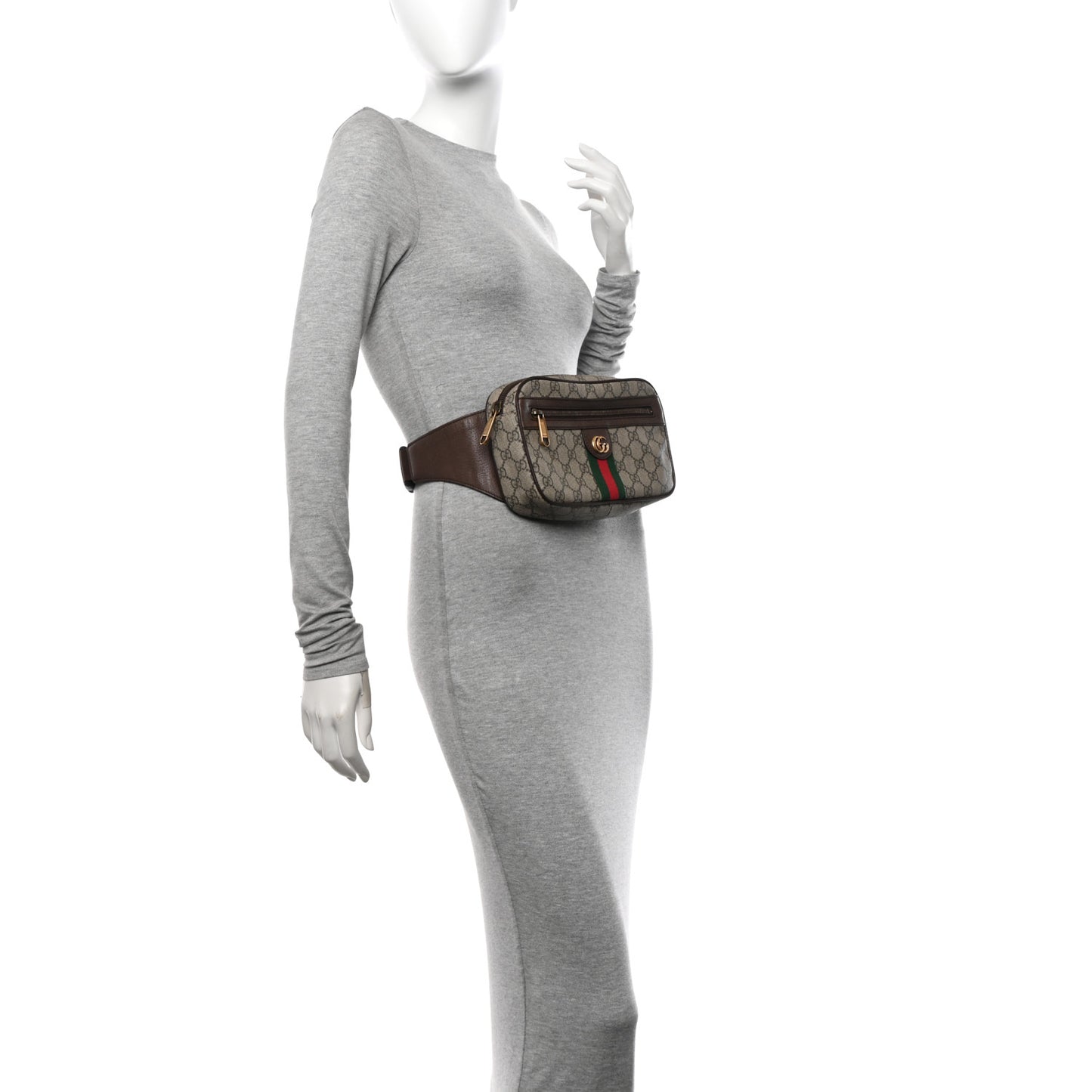 Soft GG Supreme Monogram Medium Ophidia Belt Bag Dark Brown