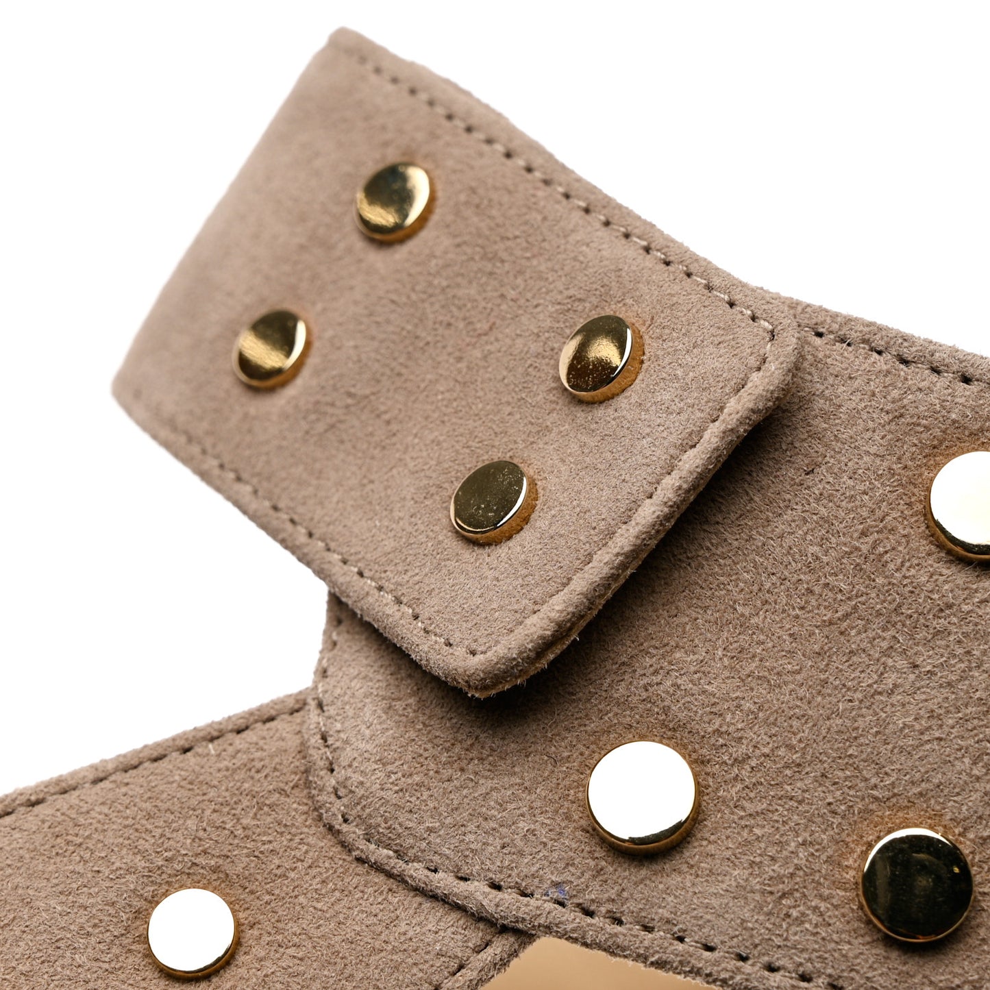 Suede Veto Studded Sandals 37.5 Light Mocha