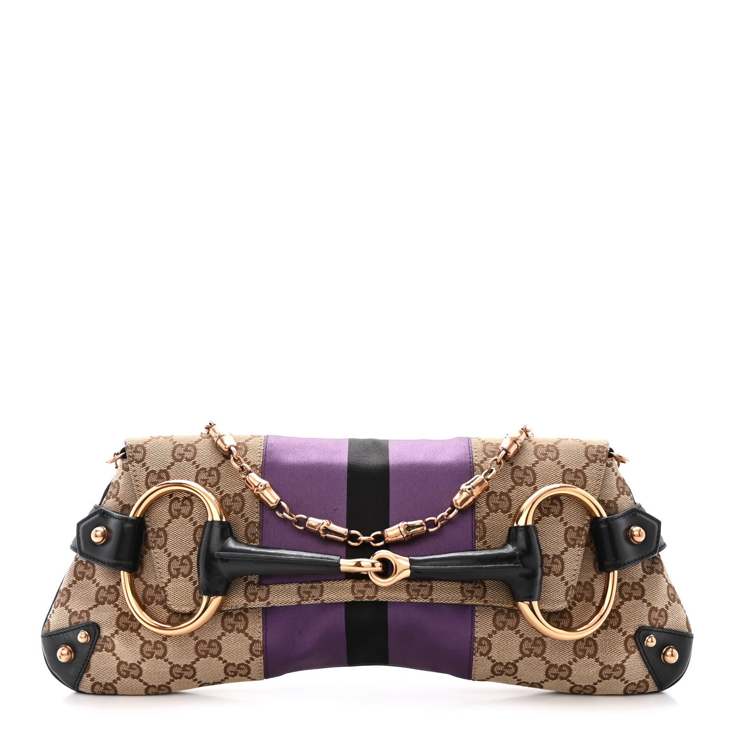 GUCCI バンブータッセル クラッチバッグ パープル Gucci Tom Ford Monogram Horsebit Web Clutch Purple 1371556