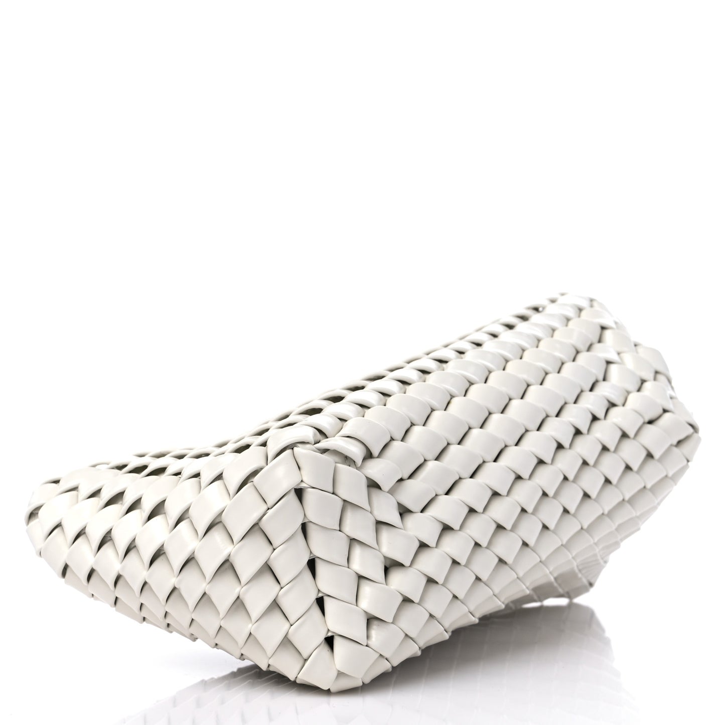 Patent Nappa Intrecciato Slanted Clutch White