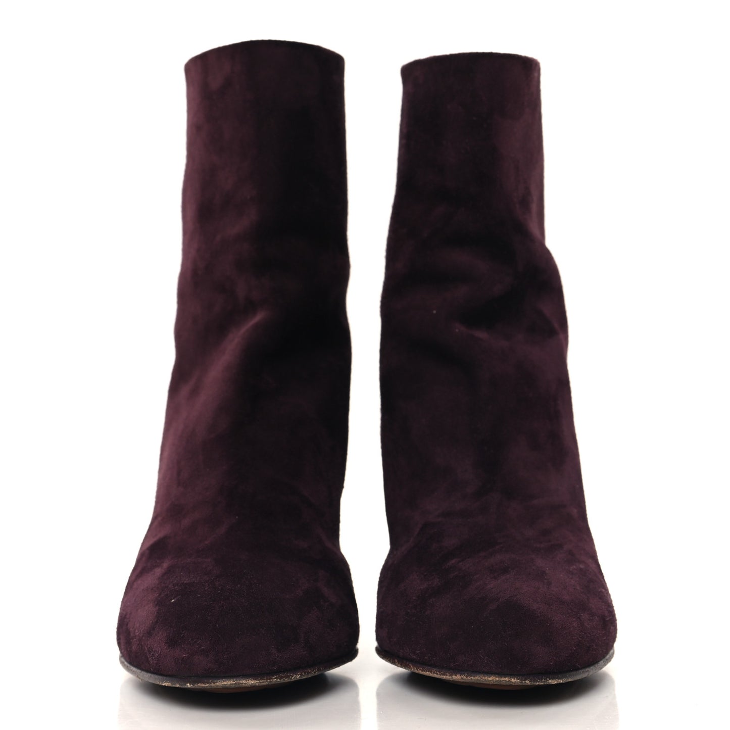 Suede Calfskin CC Short Boots 37 Burgundy