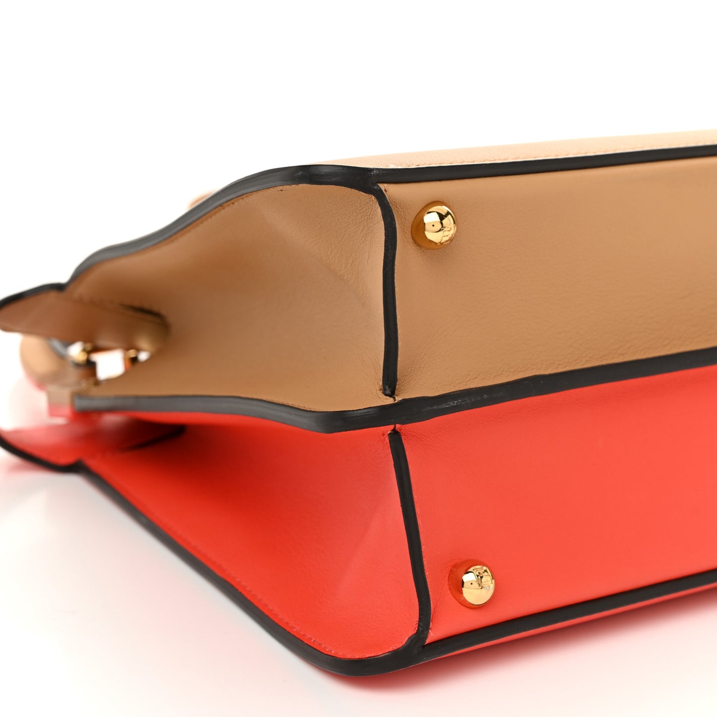Vitello Seta Nappa Plexiglass Bi-Color Medium Peekaboo I SEE U Satchel Miele Scuro Tulipano
