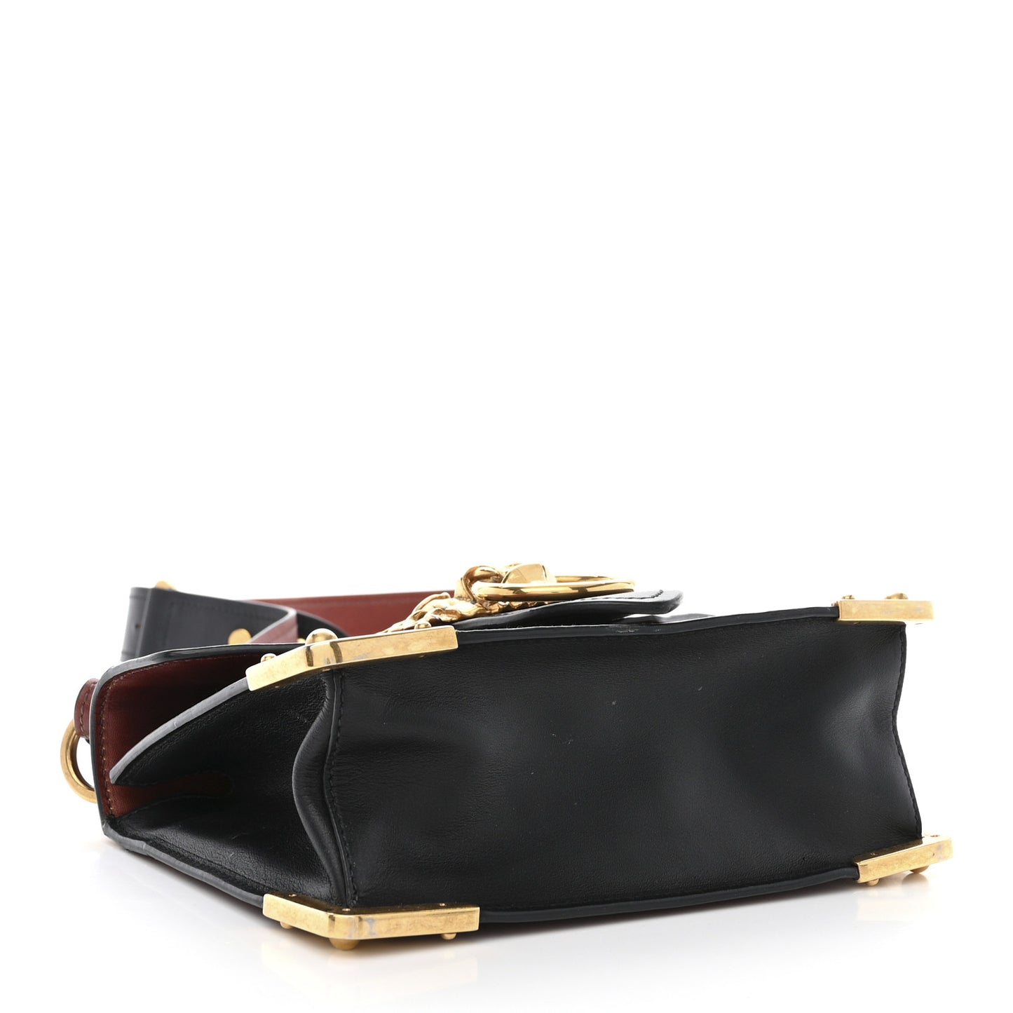 Antic Soft Saffiano Lions Head Cahier Shoulder Bag Cotto Black
