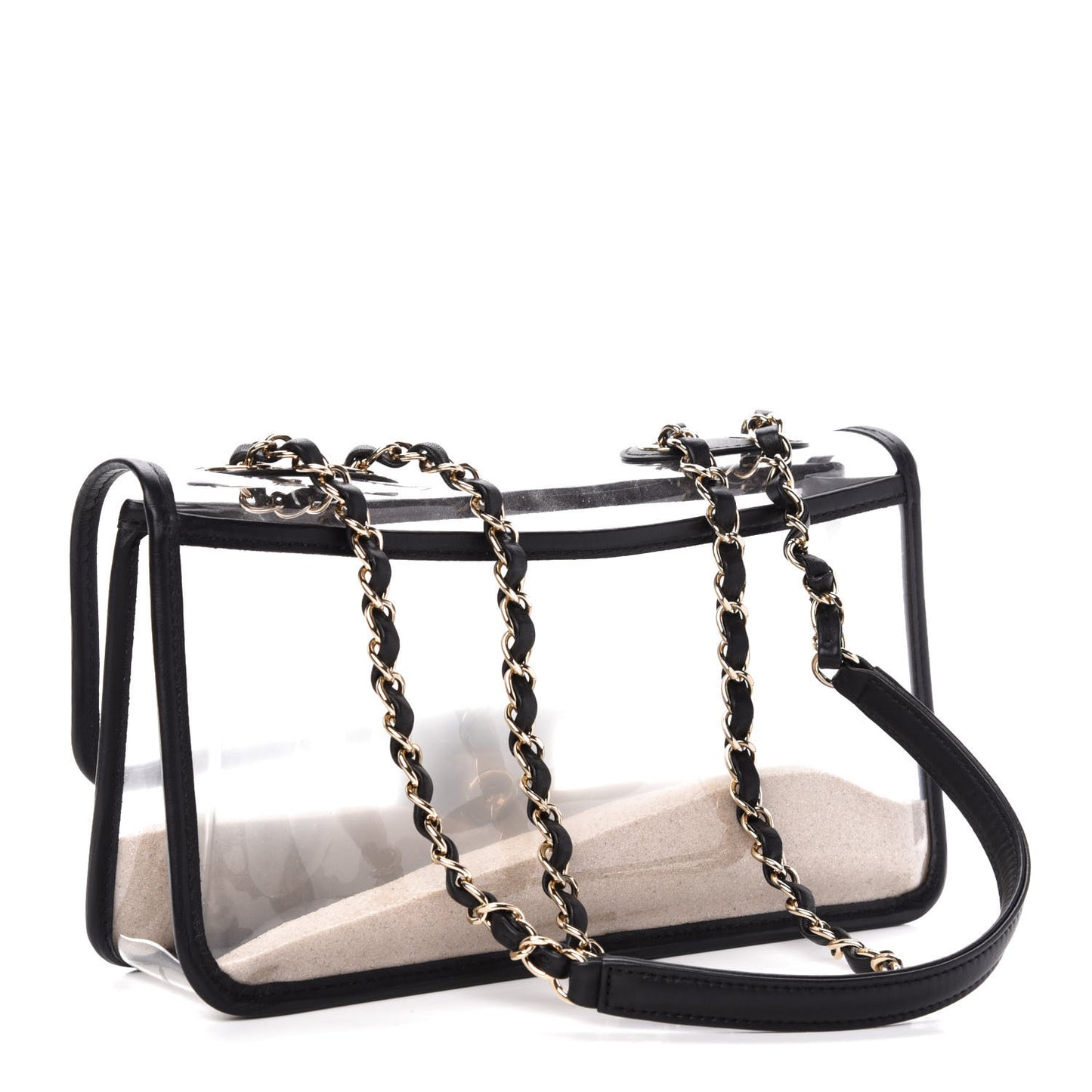 Lambskin PVC Medium Coco Sand Flap Black