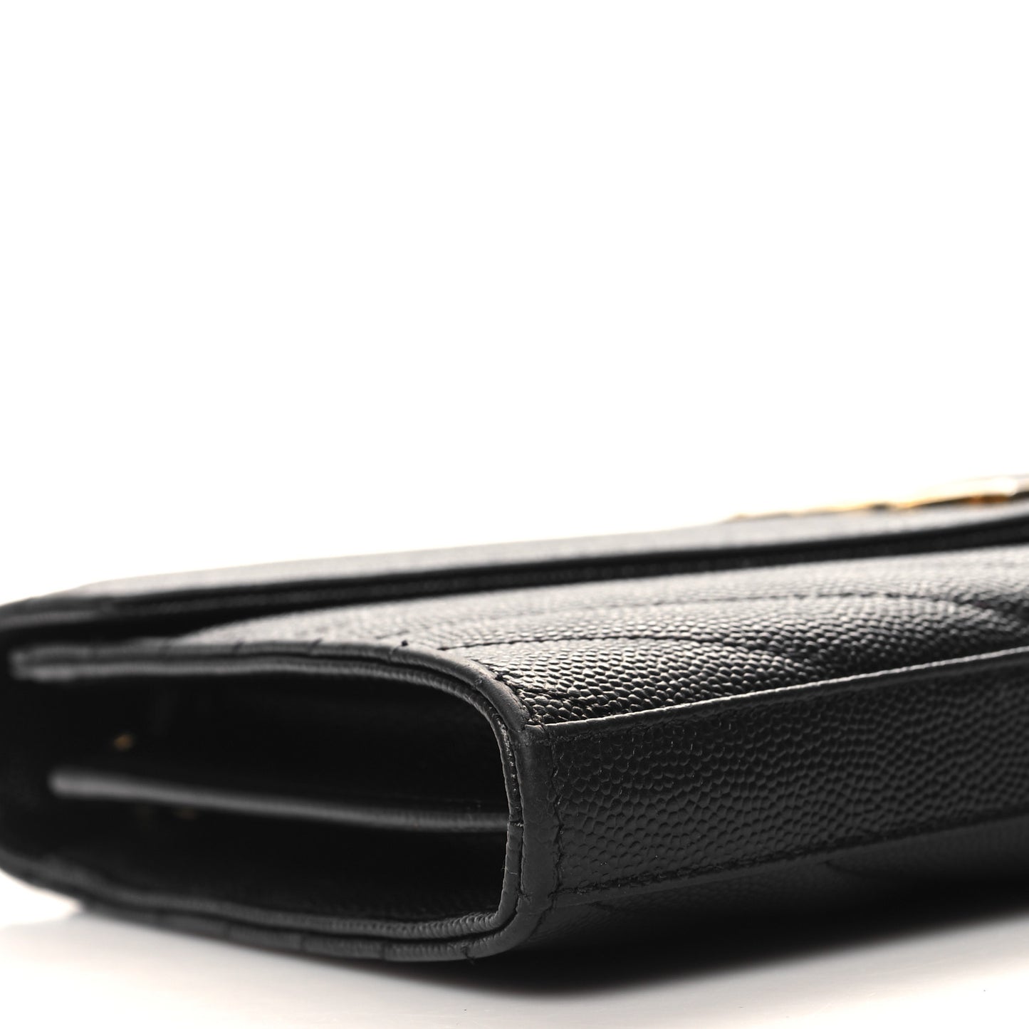 Grain De Poudre Matelasse Chevron Monogram Chain Wallet Black