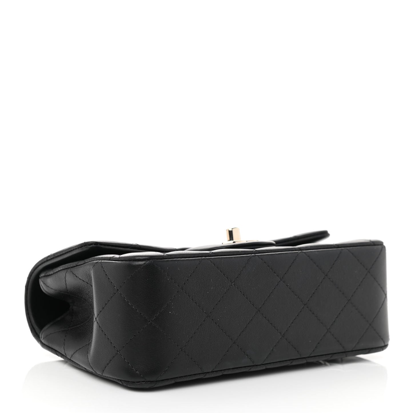 Lambskin Quilted Mini Top Handle Rectangular Flap Black