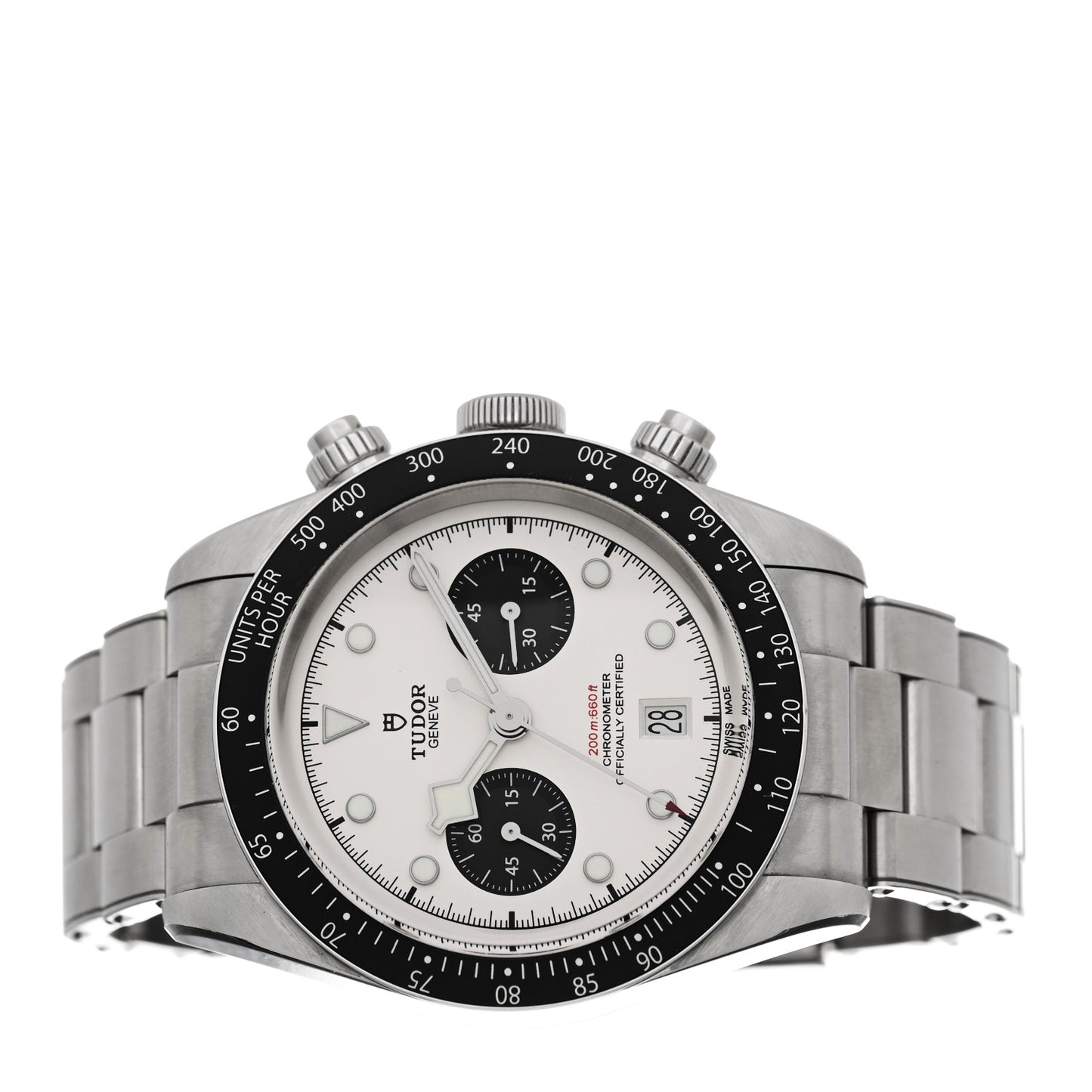 Stainless Steel 41mm Black Bay Chronograph Panda Automatic Watch White 79360N