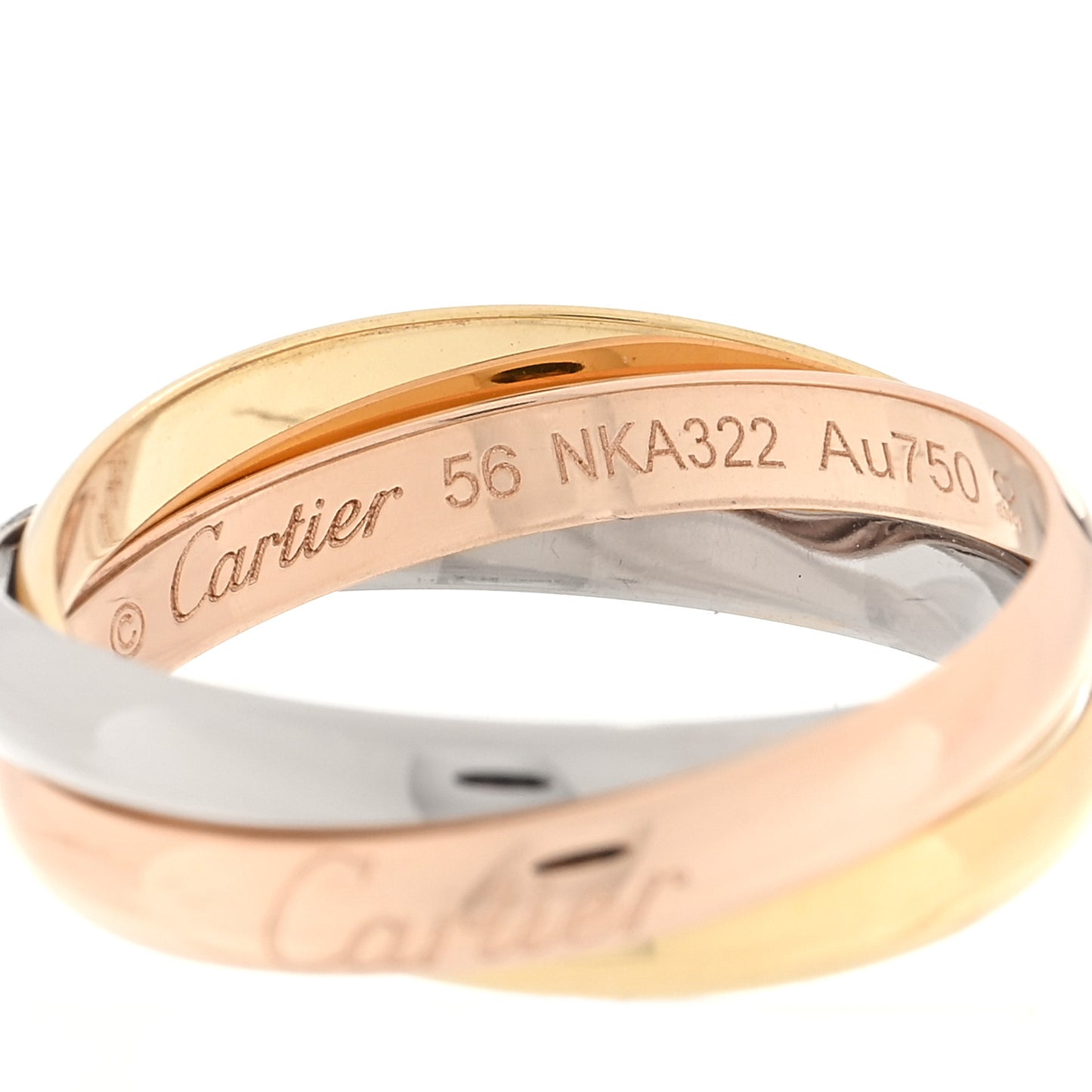 18K Pink Yellow White Gold Small Trinity Ring 56 7.5