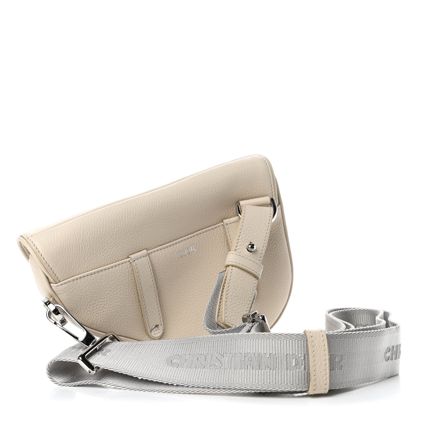Grained Calfskin Mens Mini Saddle Bag Latte