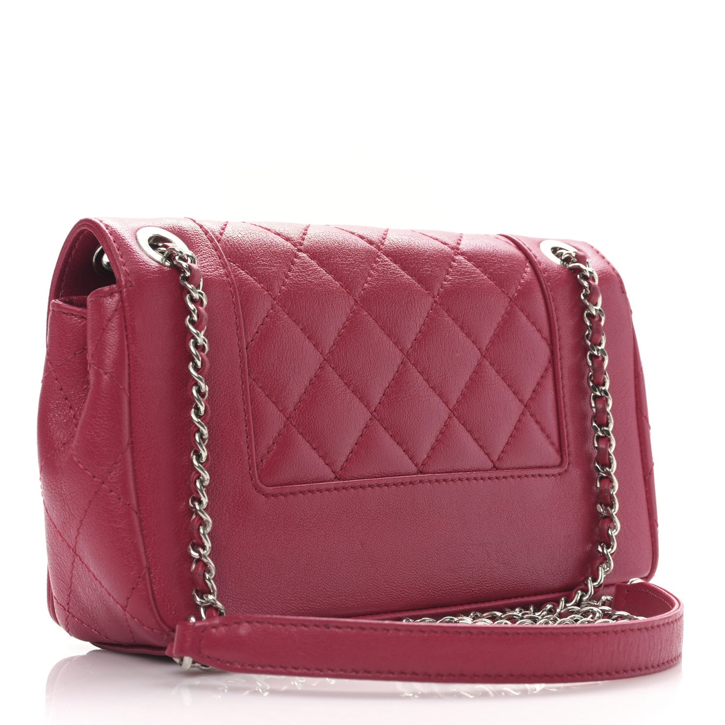 Iridescent Sheepskin Quilted Small Vintage Mademoiselle Flap Dark Pink