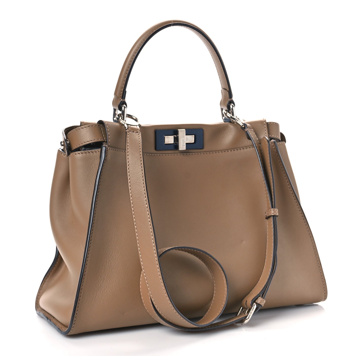 Vitello Seta Shiny Nappa Medium Peekaboo Iconic Satchel Cuoio Ardesia