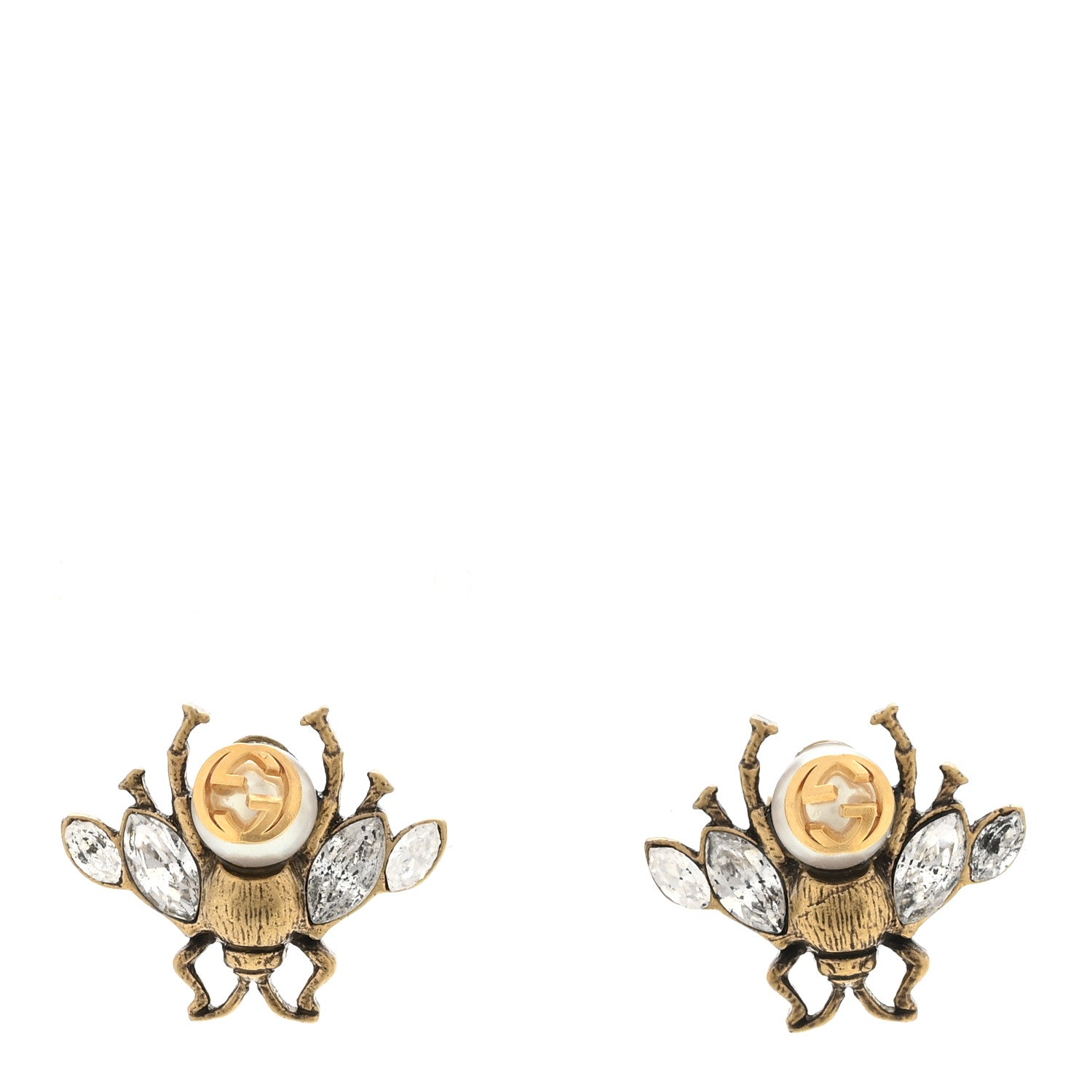 Gucci Crystal Pearl GG Bee Earrings Gold 1834415 – FASHIONPHILE