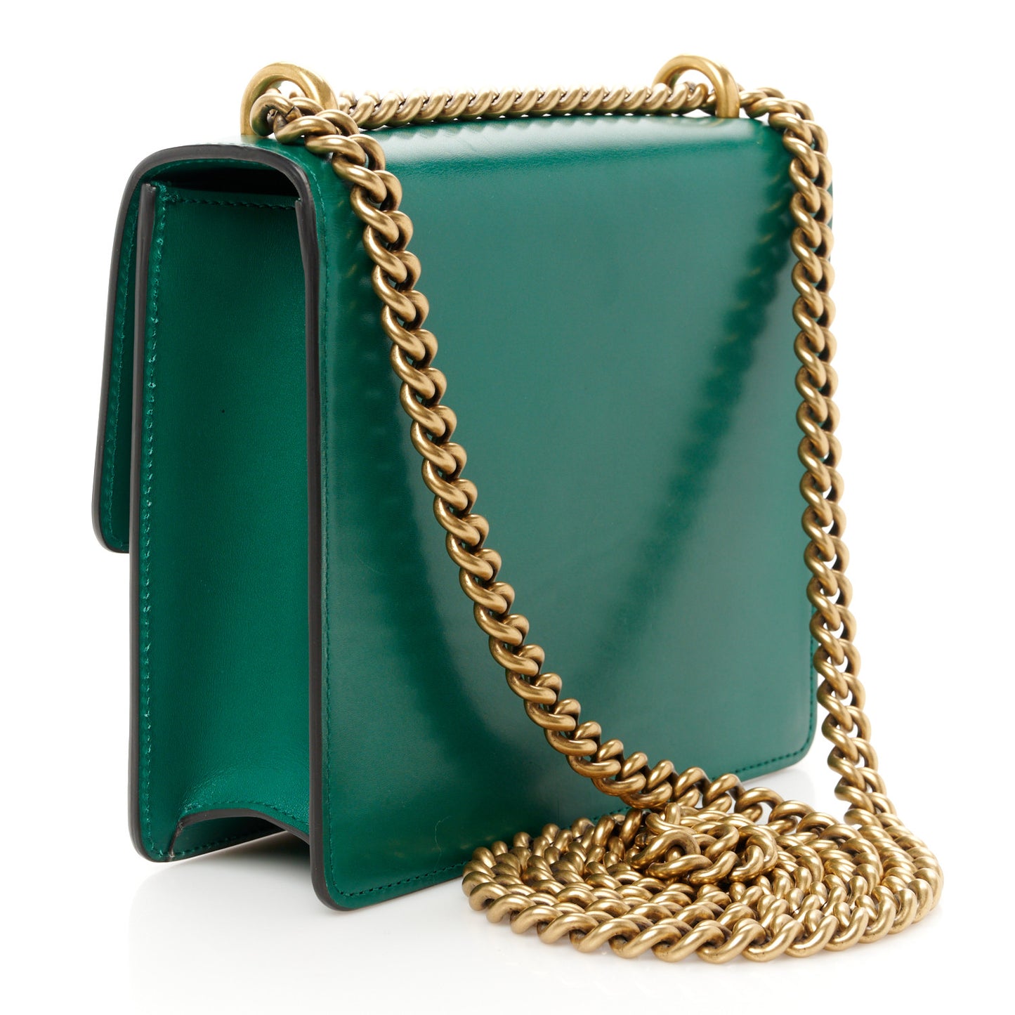 Knight Calfskin Small GG Marmont Chain Handle Bag Emerald