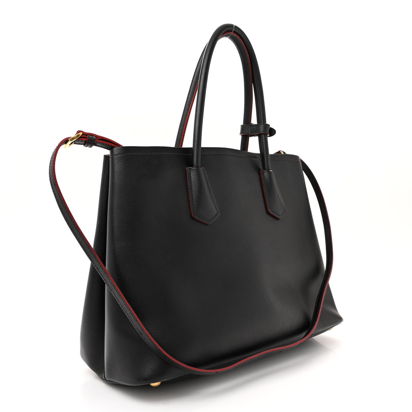 Saffiano Cuir Medium Double Bag Black Fuoco