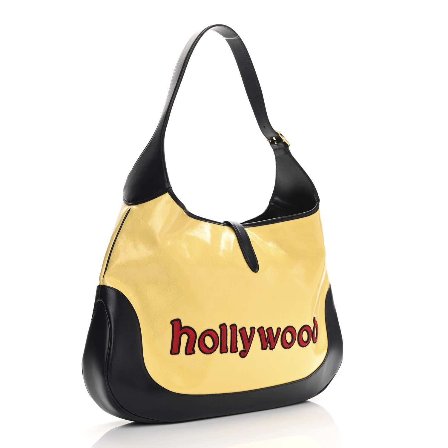 Gucci Crystal Monogram Chateau Marmont Medium Jackie O Hobo Straw Yellow Blue 3 of 10