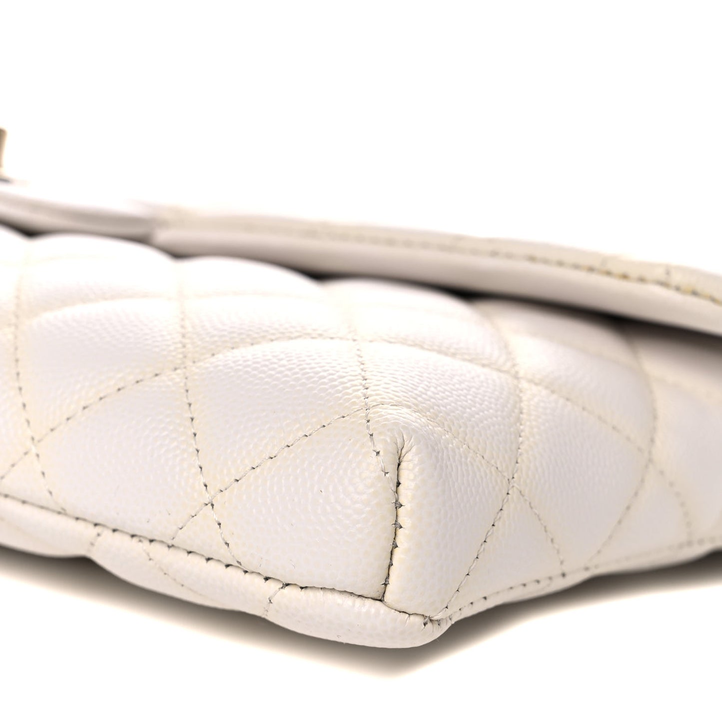 Caviar Quilted Flap Clutch White