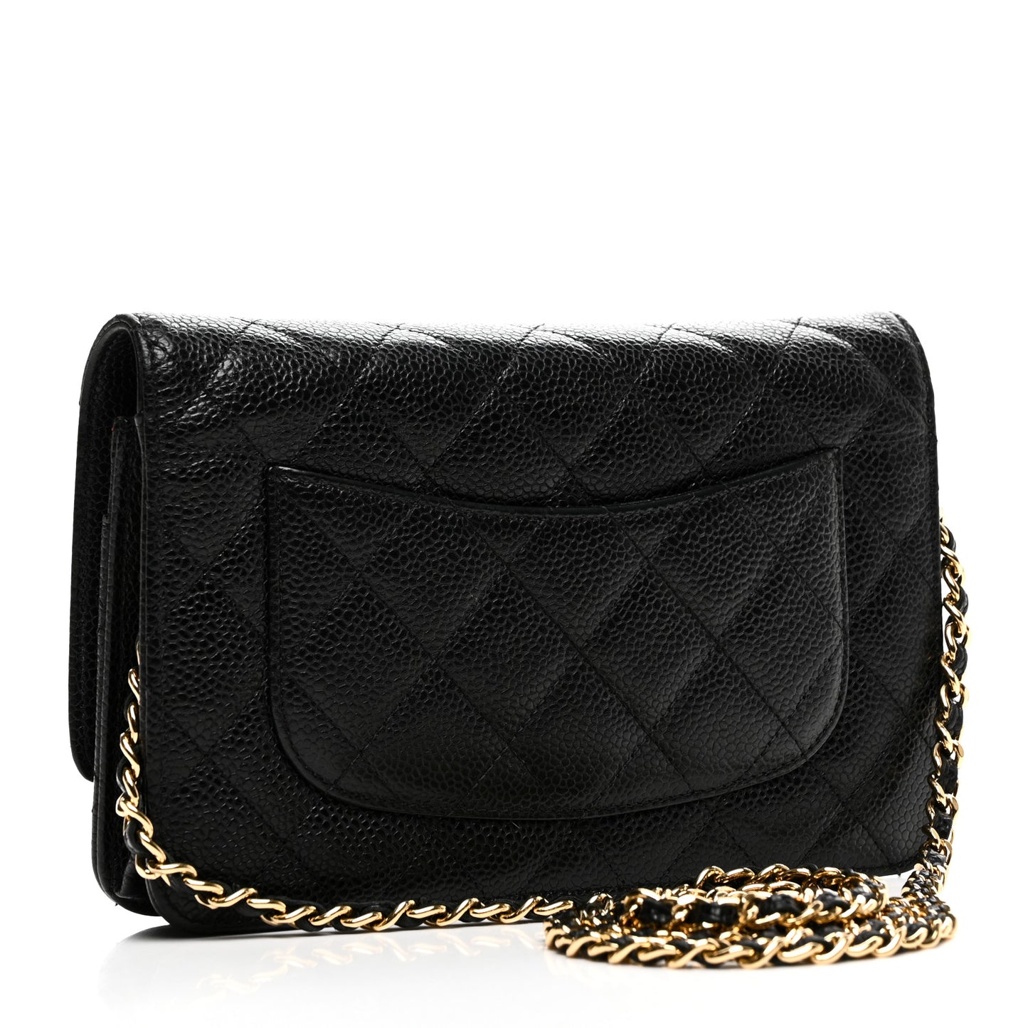 Caviar Quilted Wallet on Chain WOC Black