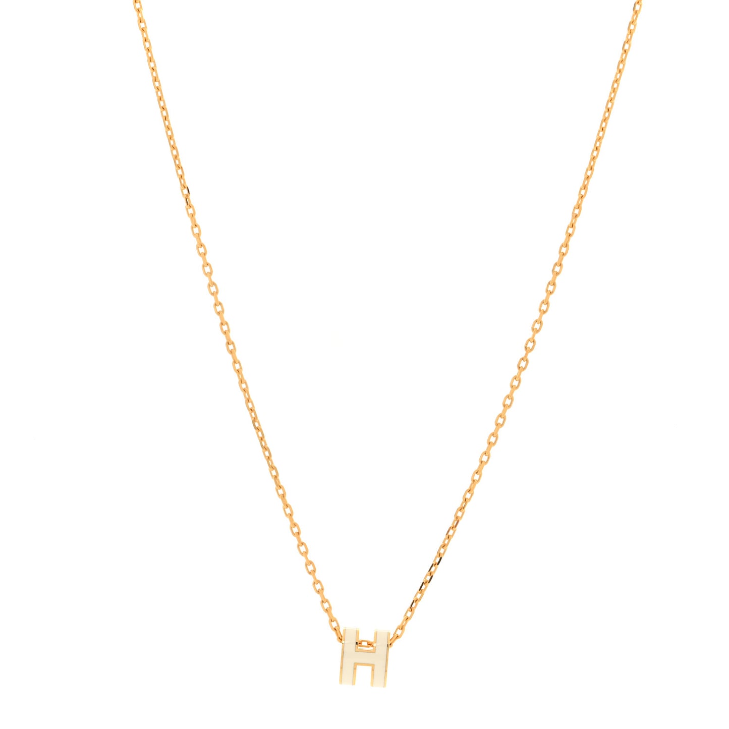 Lacquered Gold Mini Pop H Pendant Necklace White