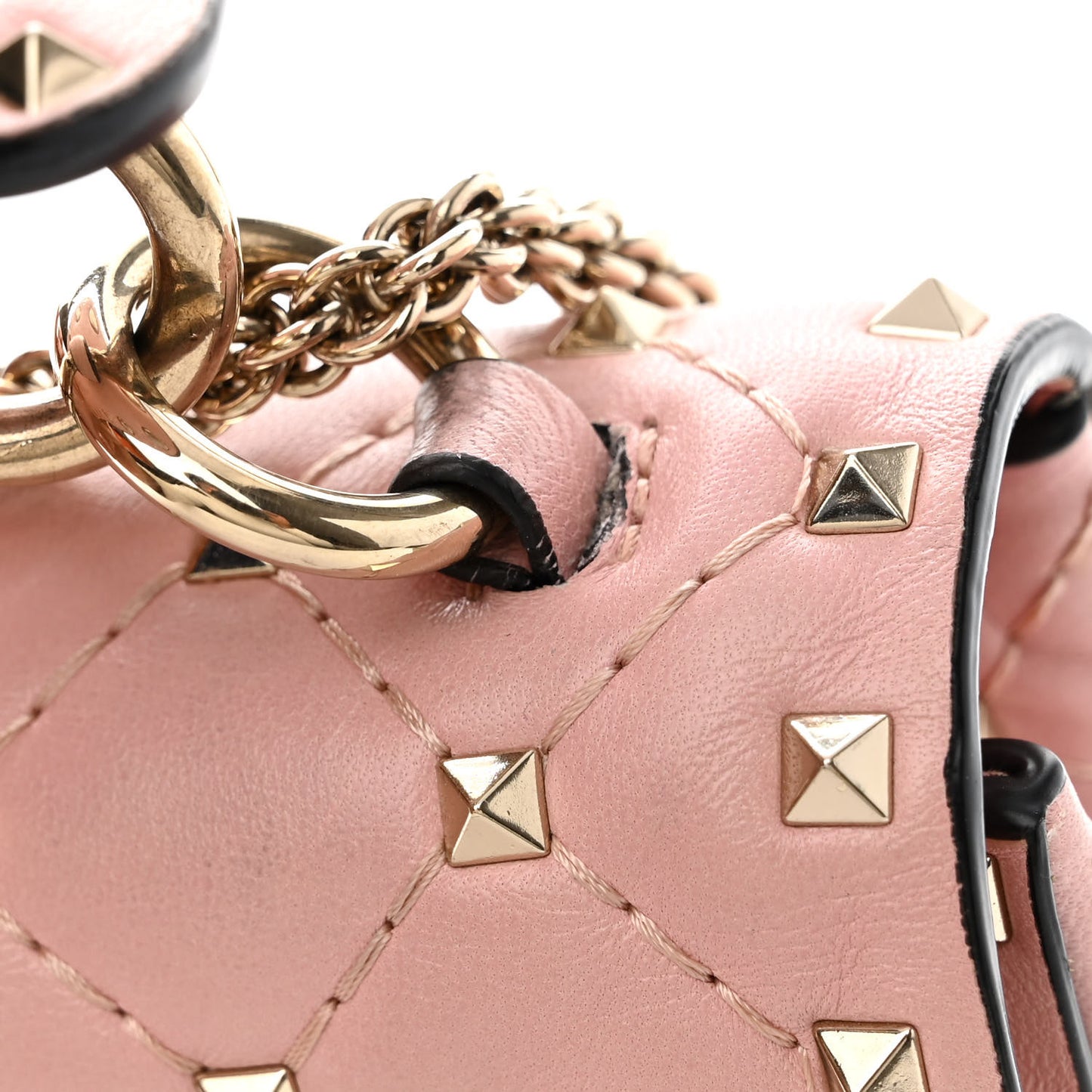 Nappa Medium Rockstud Spike Shoulder Bag Water Rose
