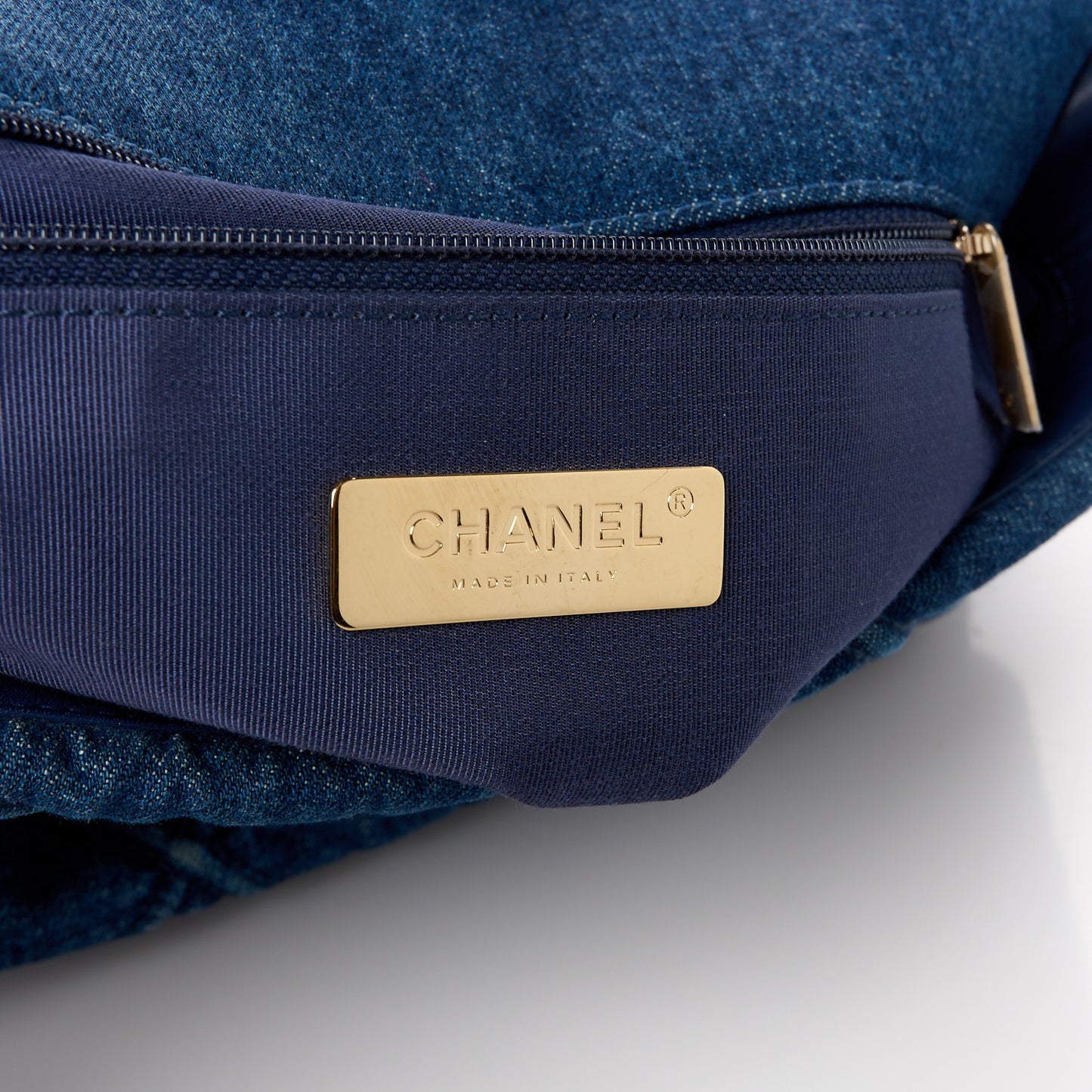 Denim Quilted Large Chanel 19 Flap Blue