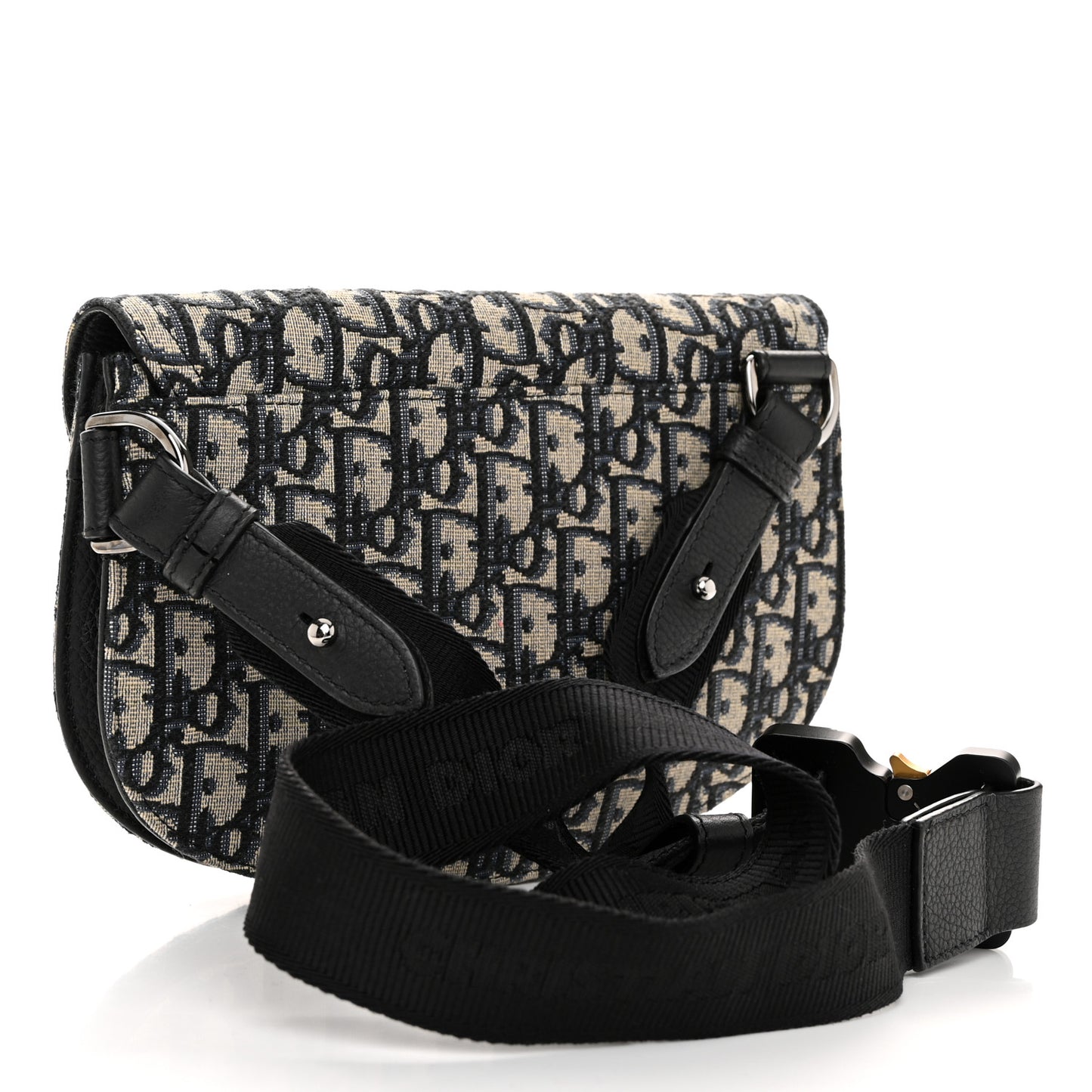 Oblique Saddle Messenger Pouch Beige Black