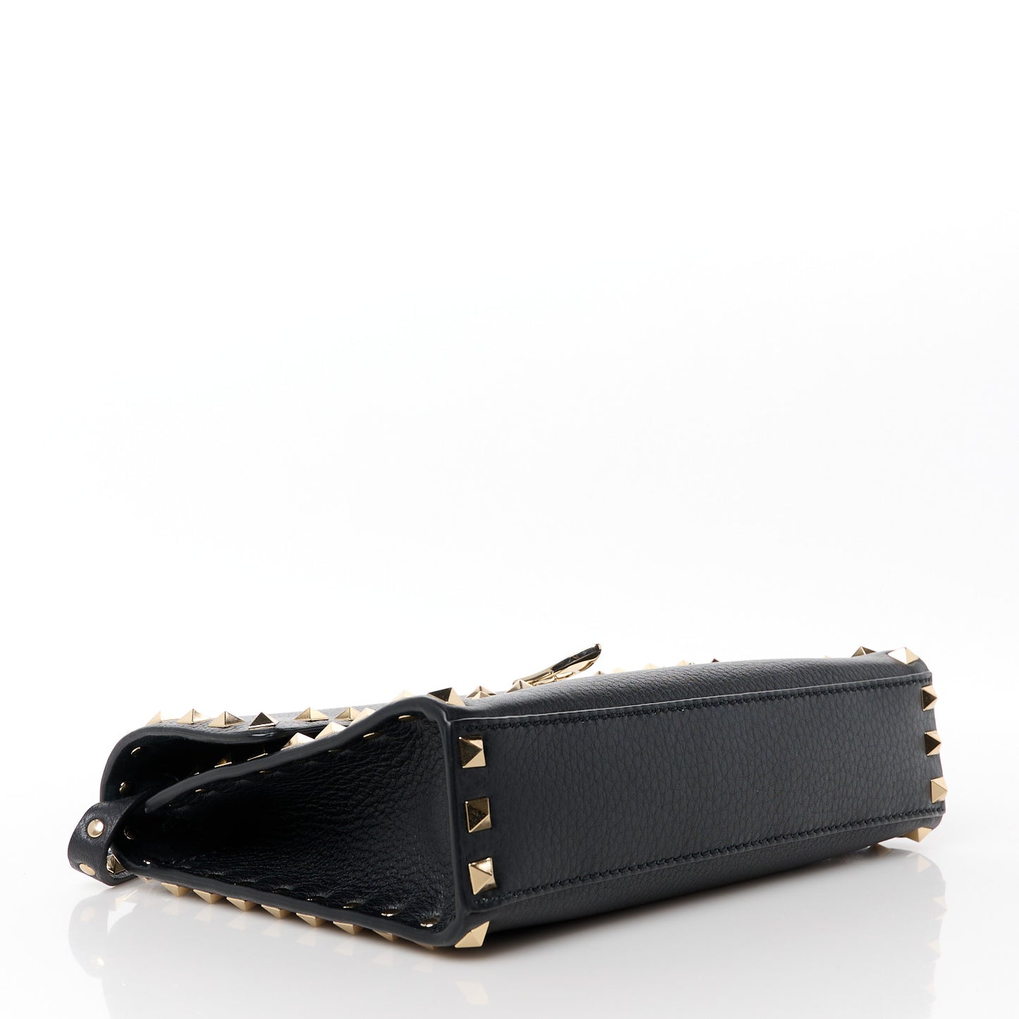 Pebbled Calfskin Medium Rockstud Flip Lock Crossbody Bag Black