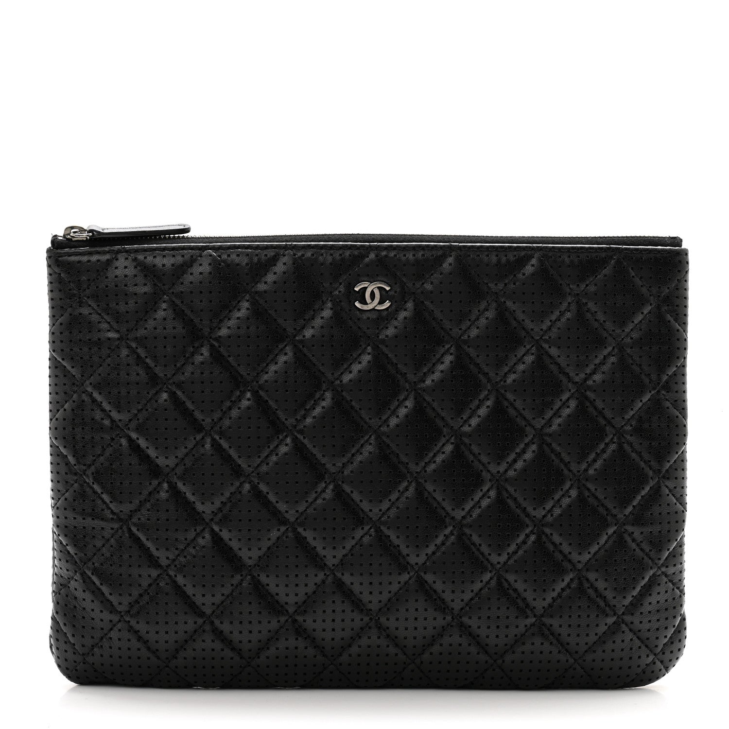 Chanel Perforated Lambskin Quilted Medium Cosmetic Case Black 1 of 11
