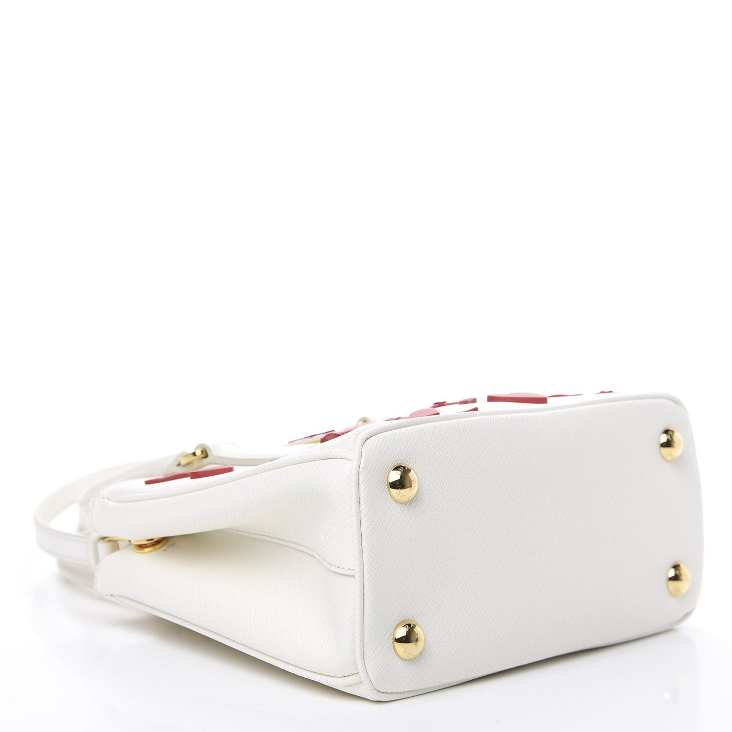 Saffiano Micro Galleria Double Zip Qixi Tote White Fuoco