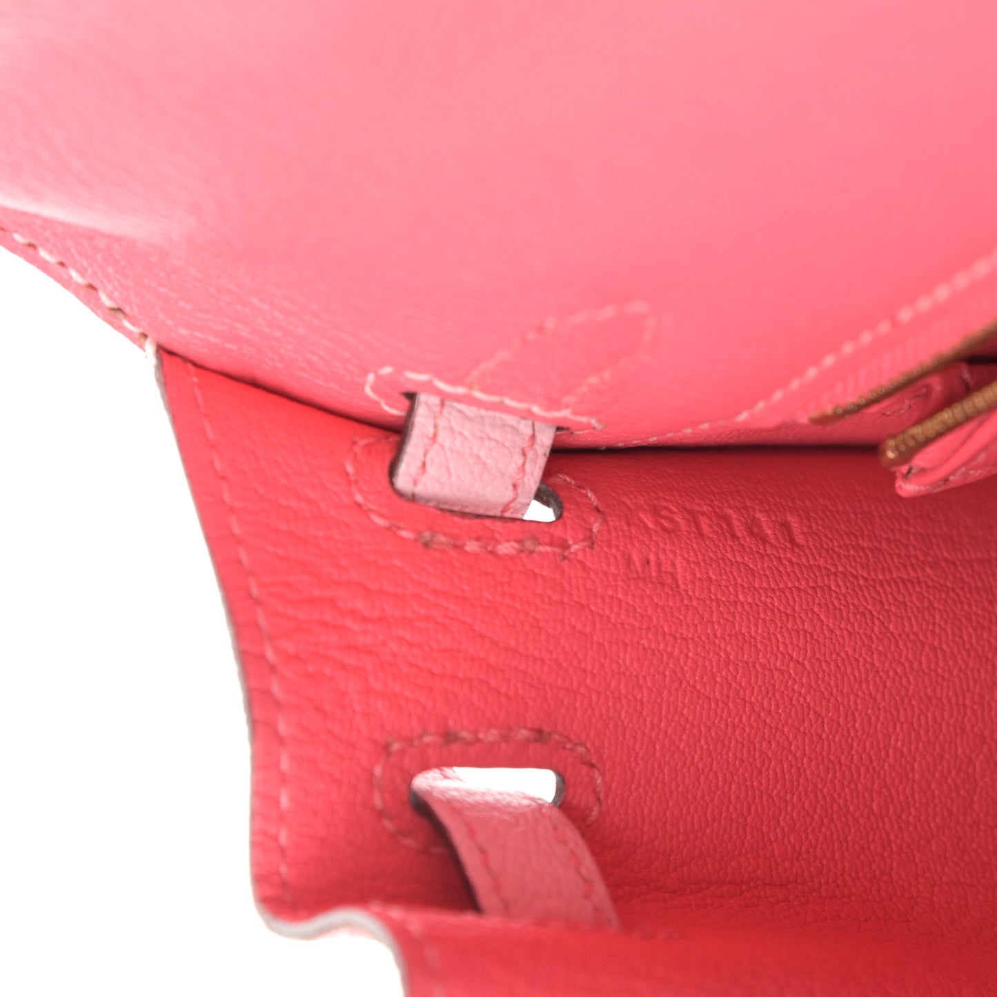 Chevre Bi-Color Horseshoe Kelly Sellier 25 Rose Lipstick Bubblegum