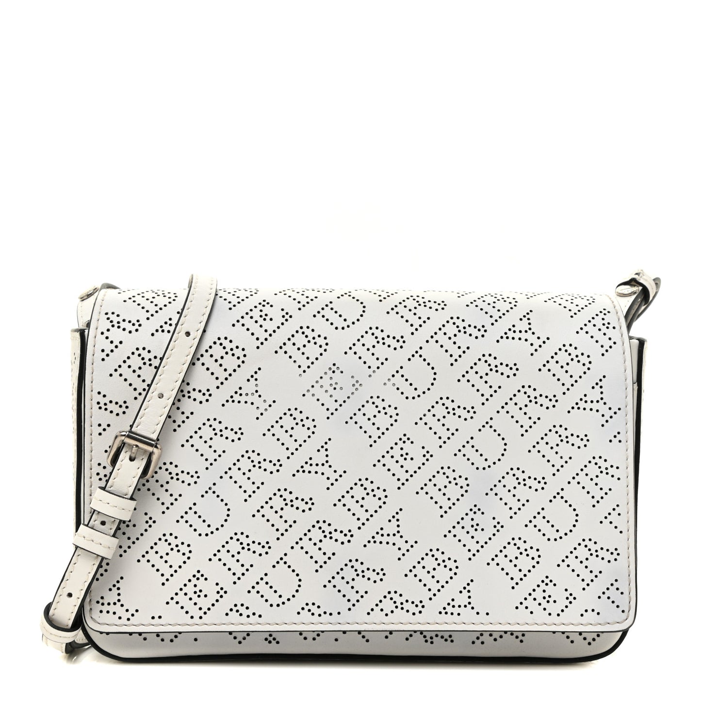 Calfskin Perforated Hampshire Crossbody Chalk White