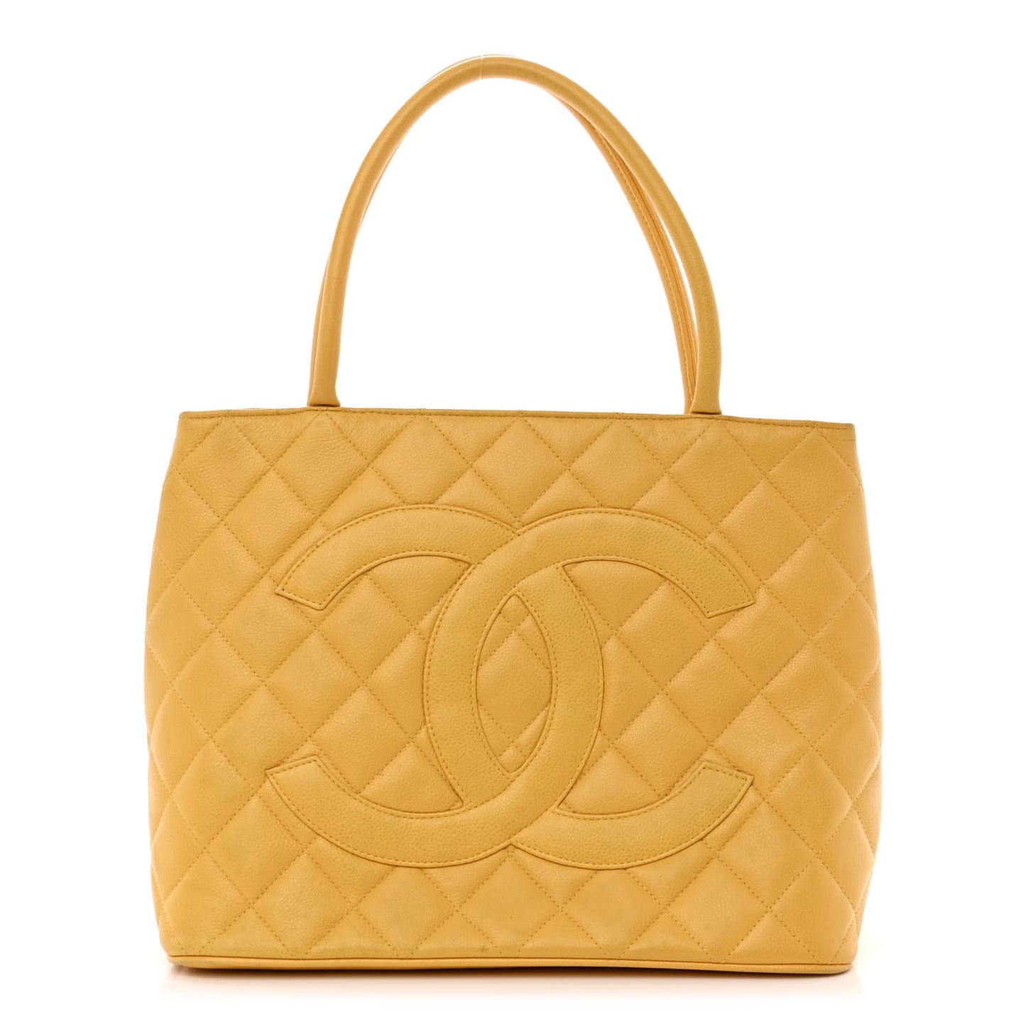 Caviar Quilted Medallion Tote Yellow